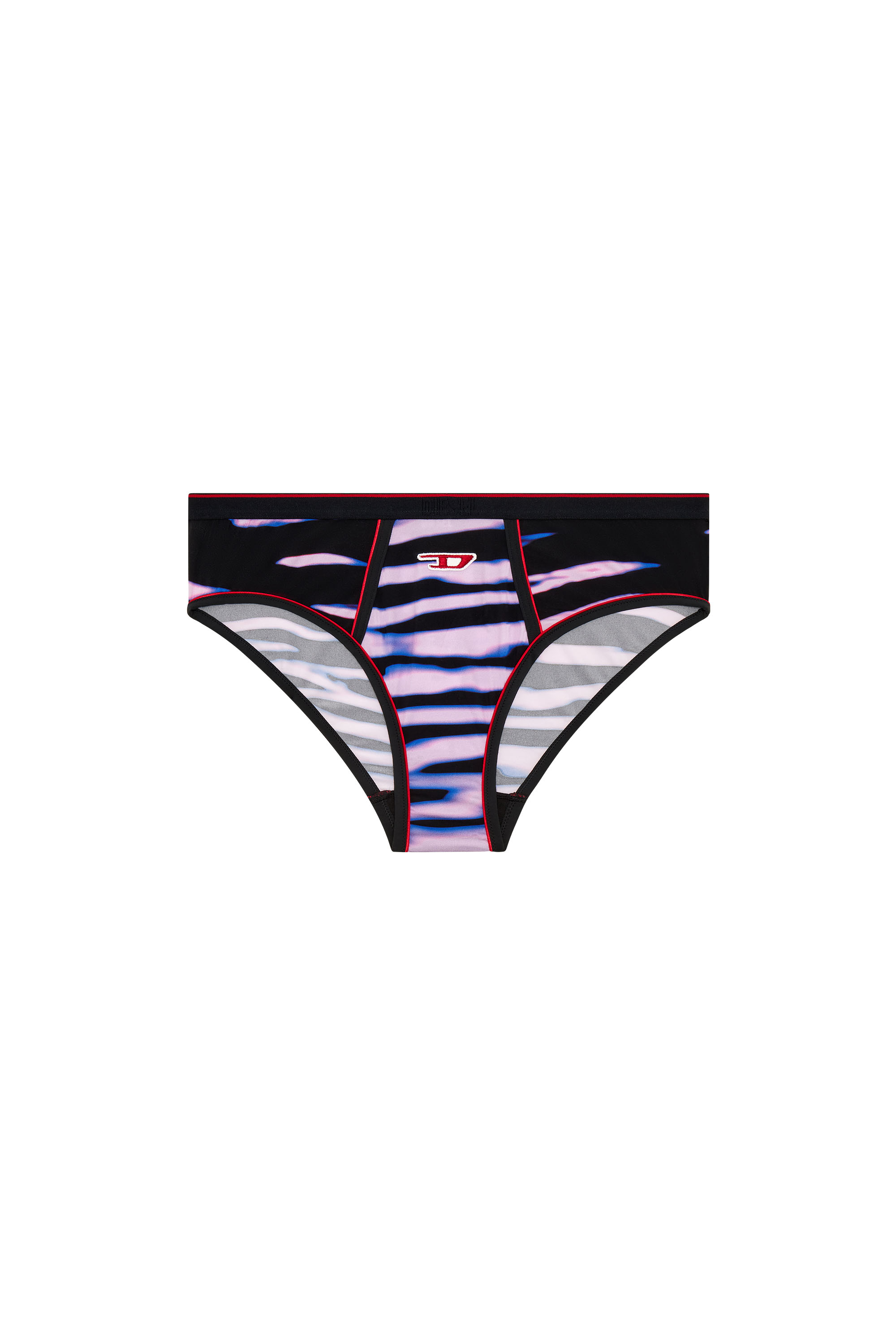 Diesel - UFPN-SUNNIE, Woman's Briefs with wavy water print in Violet/Black - 1