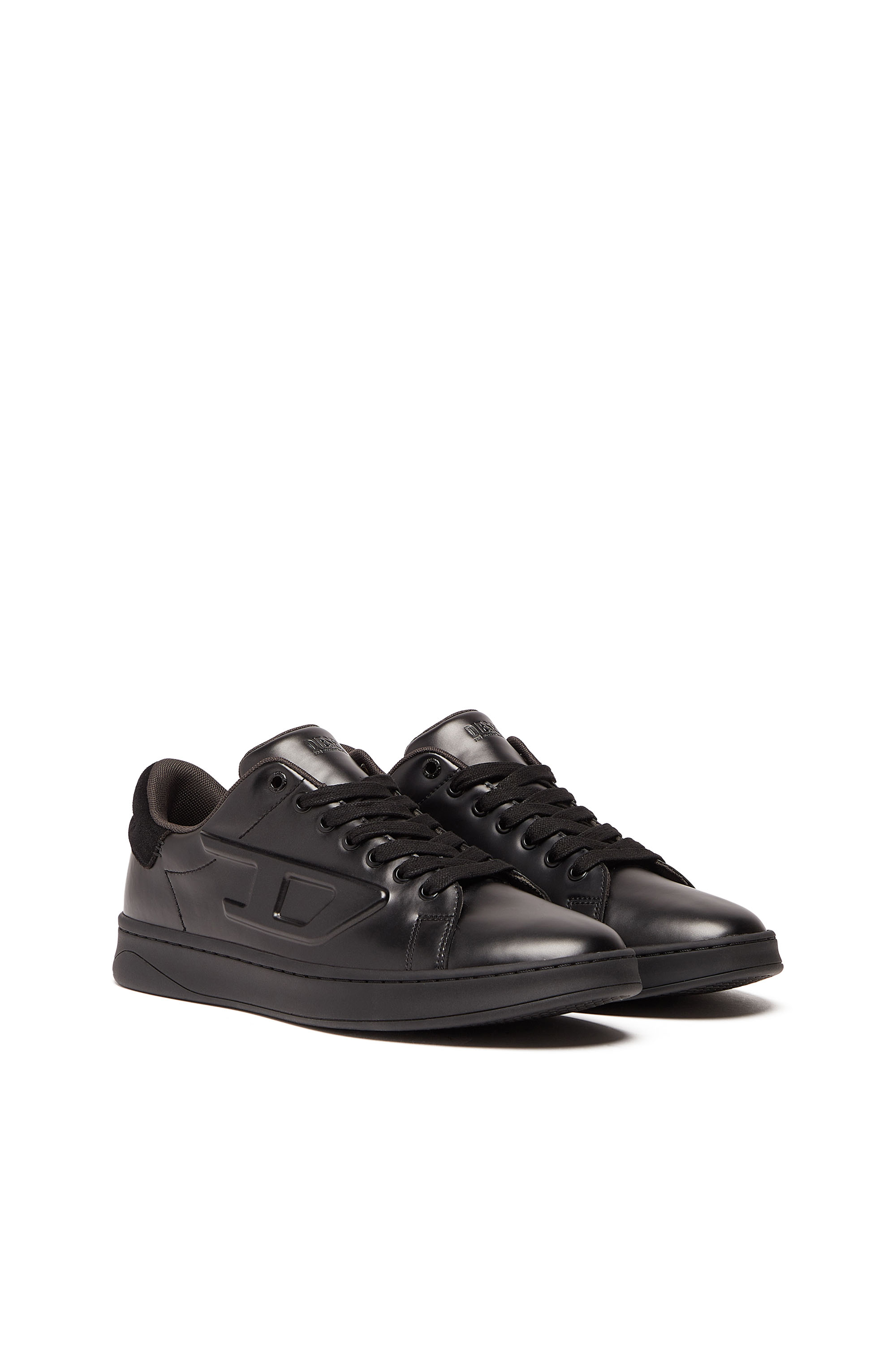Diesel - S-ATHENE LOW, Man's S-Athene Low - Metallic sneakers with embossed D logo in Black - 2