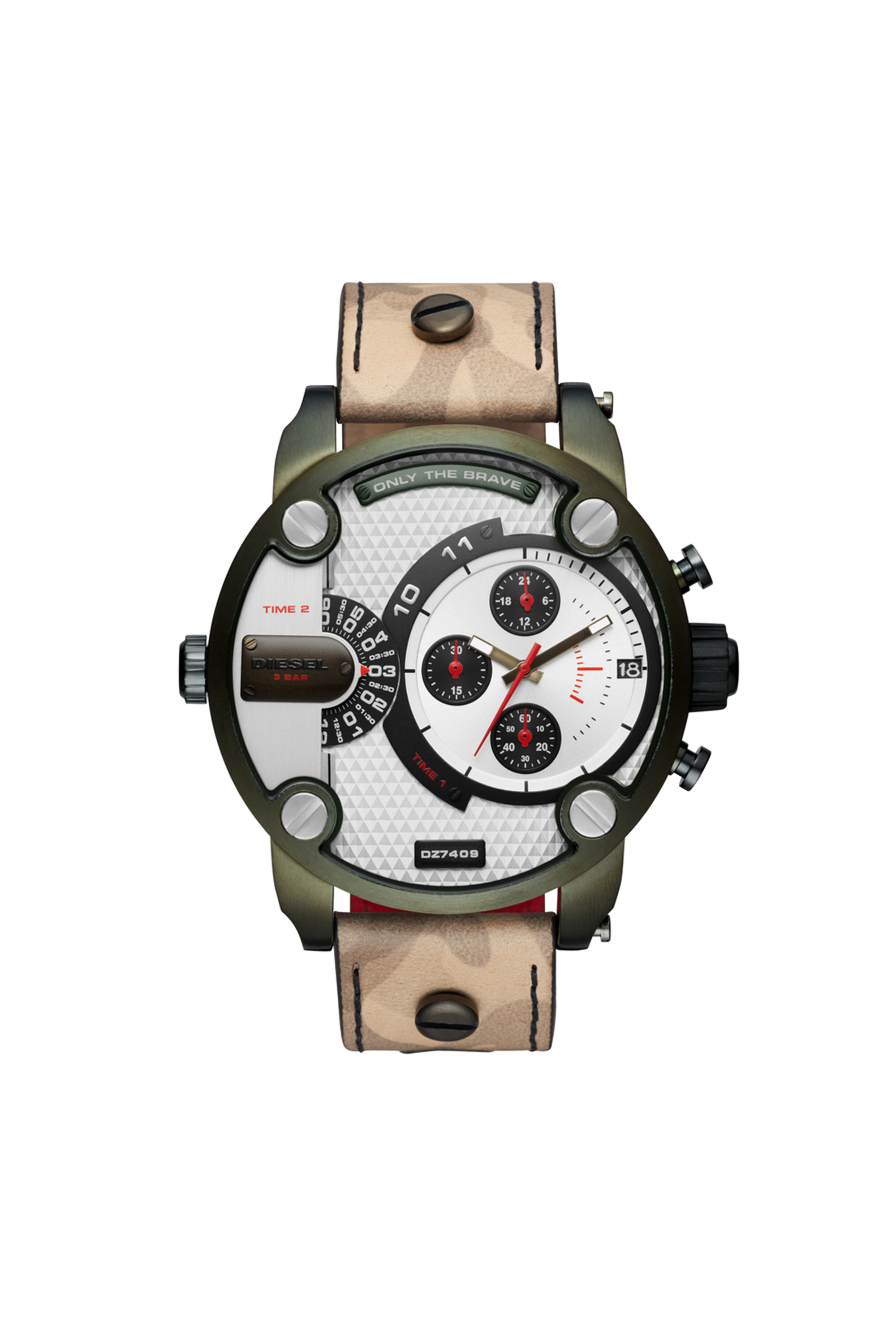 Diesel - DZ7409, Man's Little Daddy camo watch with olive case, 52 mm in Light Brown - 1