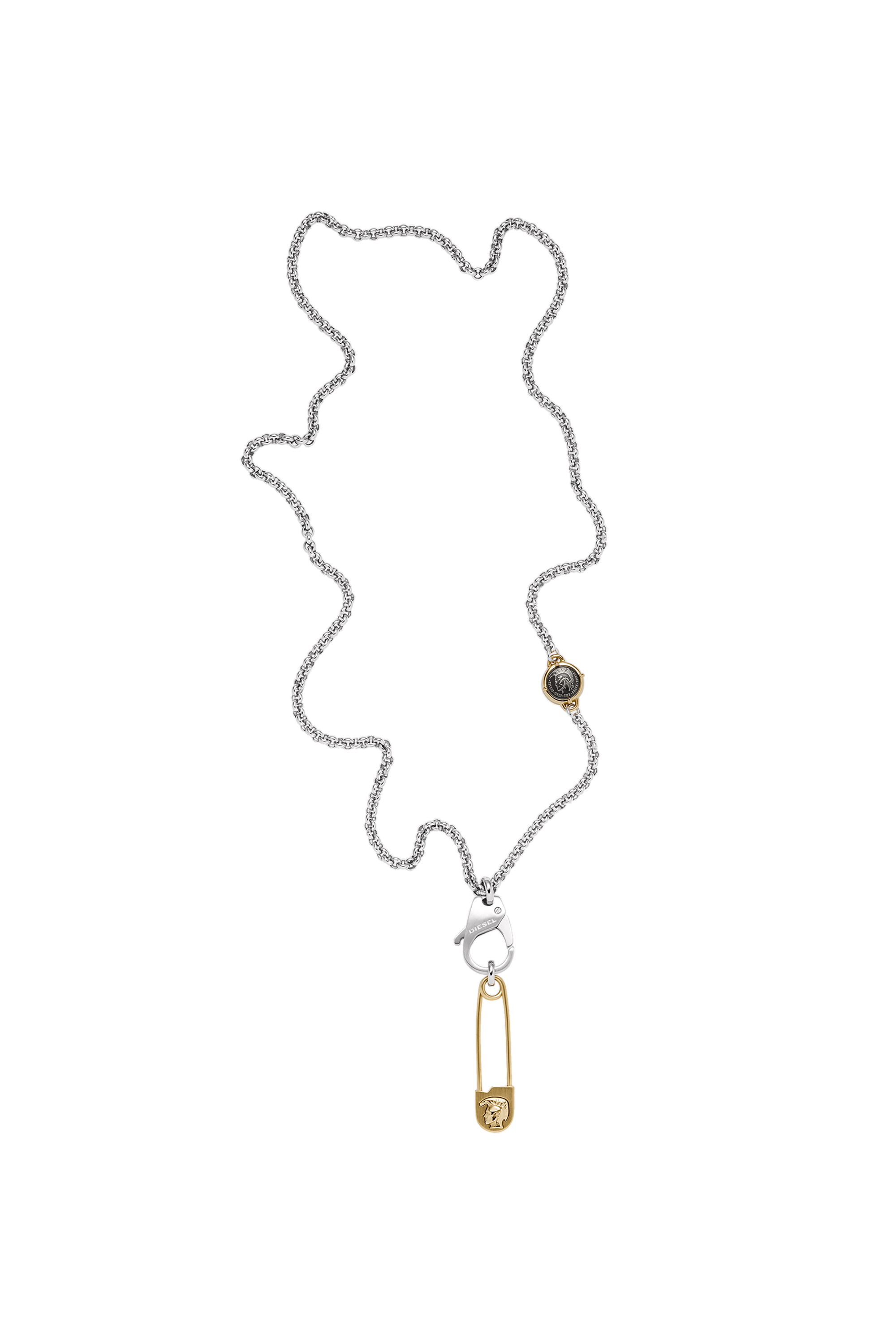 Diesel - DX1304, Man's Two-tone stainless steel safety pin pendant necklace in Silver - 2