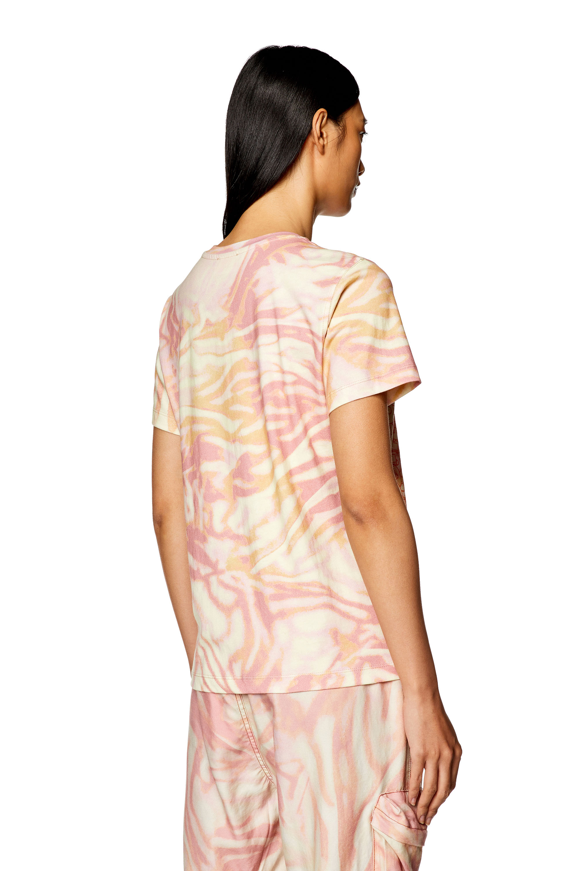 Diesel - T-REGS-N6, Woman's T-shirt with zebra-camo print in Face Powder - 4