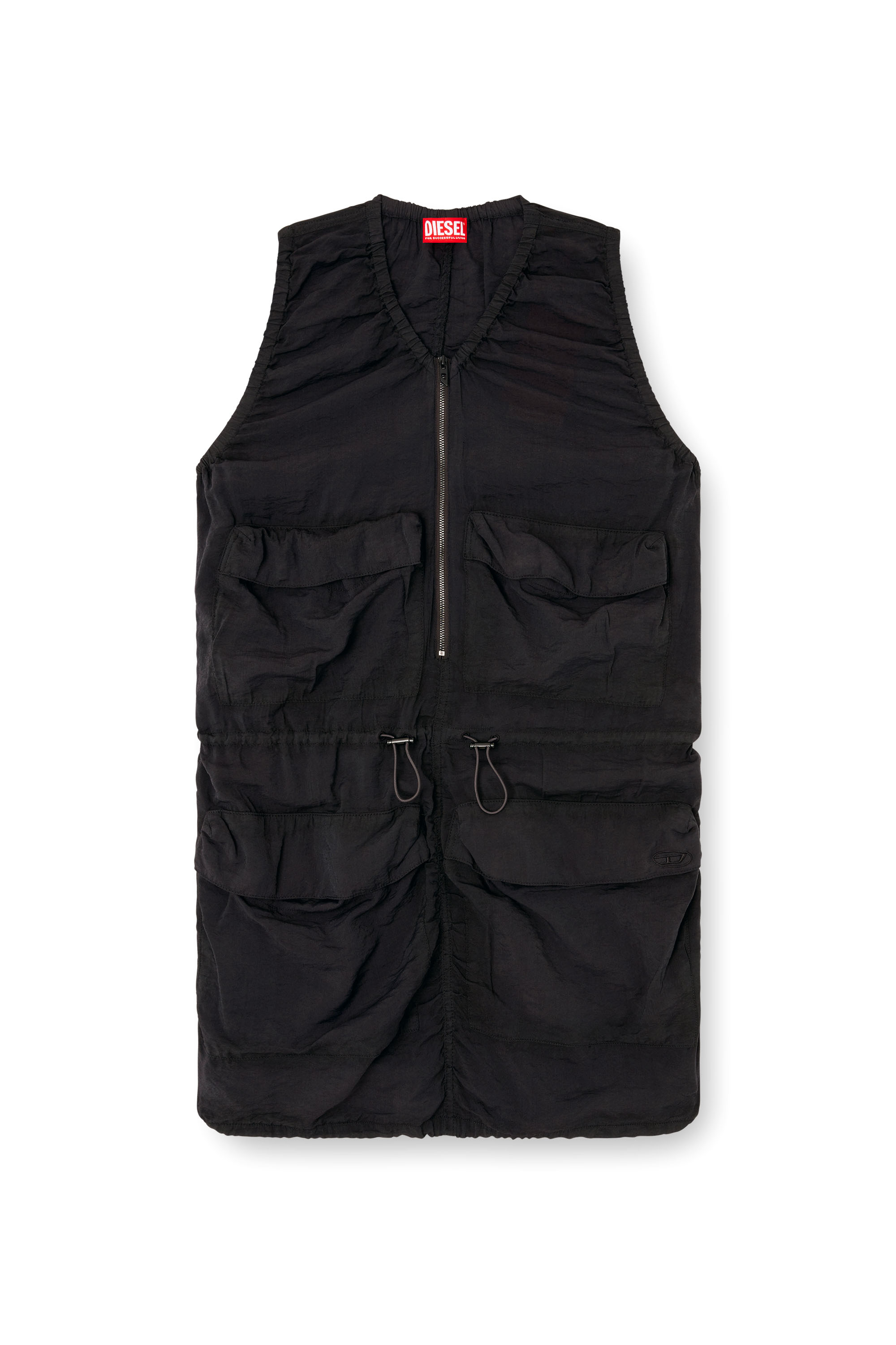 Diesel - D-RESDEN, Woman's Cargo dress in treated viscose-nylon in Dark grey - 3