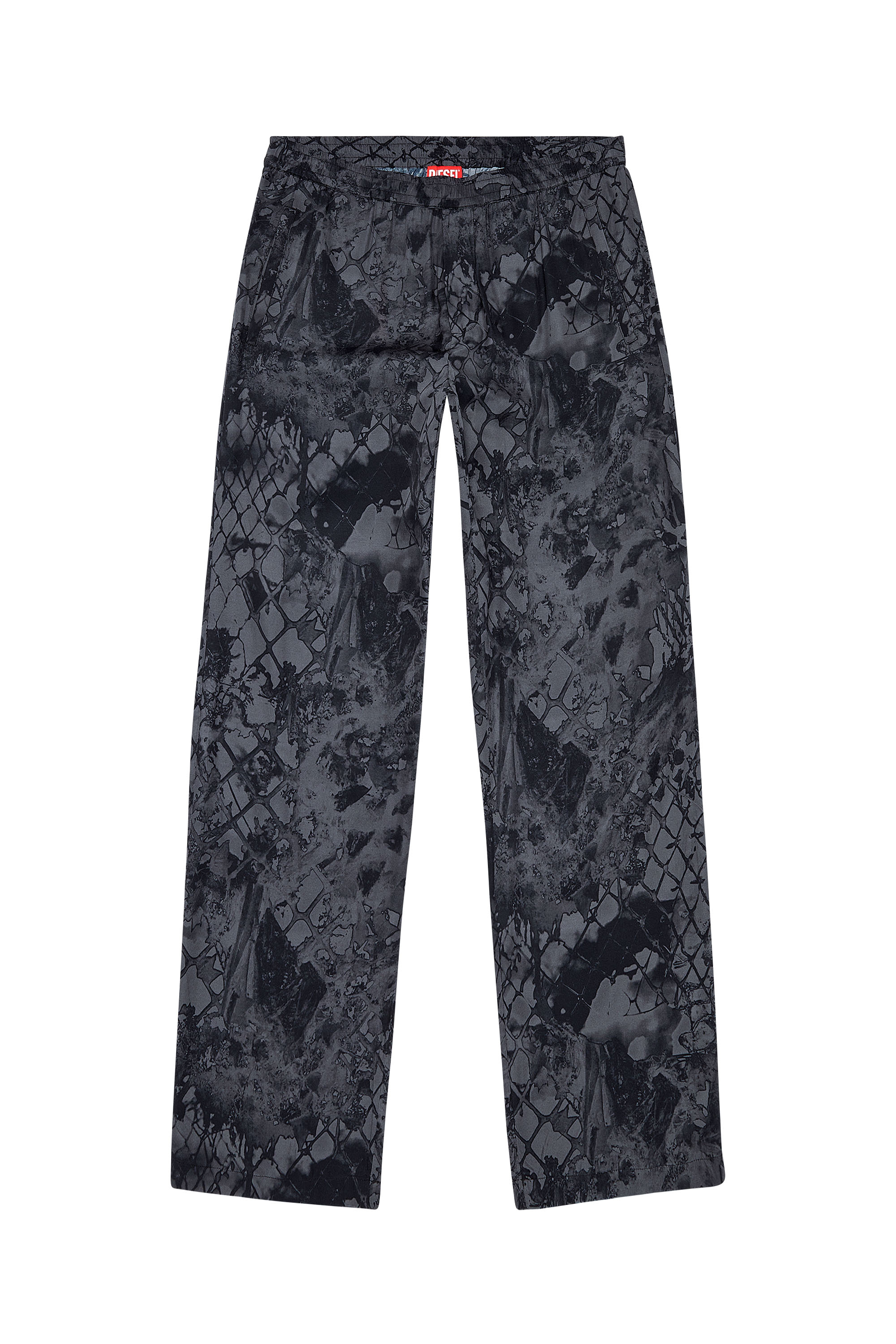 Diesel - P-CORNWALL, Man's Fluid pants with abstract print in Black - 3