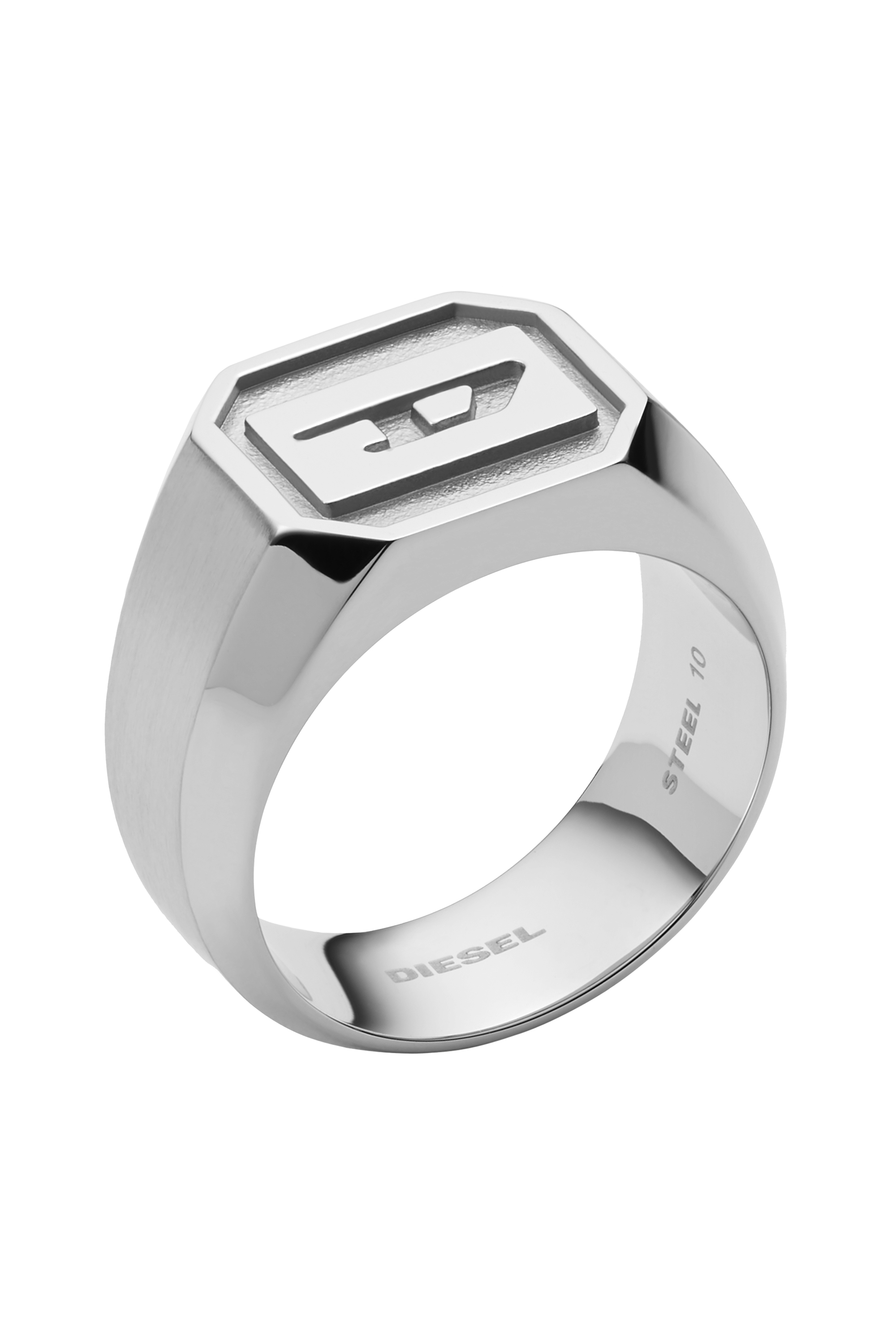 Diesel - DX1261, Man's Diesel Stainless Steel Logo Signet Ring in Silver - 2
