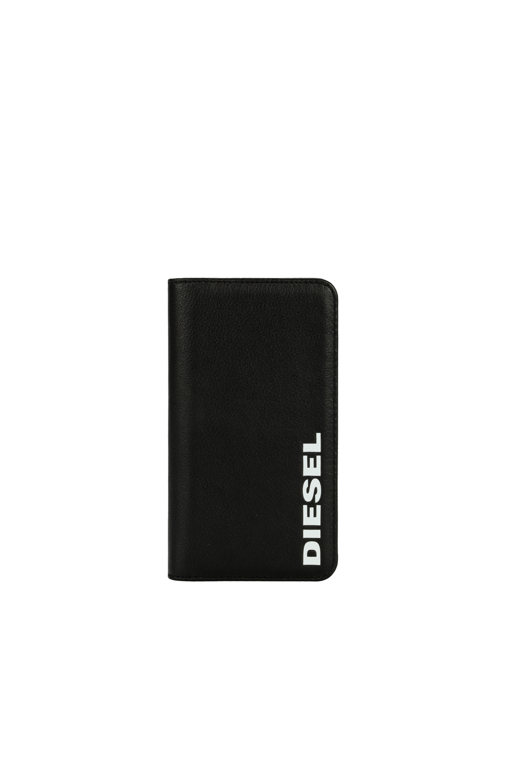 Diesel - DIESEL 2-IN-1 FOLIO CASE FOR IPHONE XS & IPHONE X, Unisex's Black leather white vertical logo case, iPhone XS & iPhone X in Black/White - 1