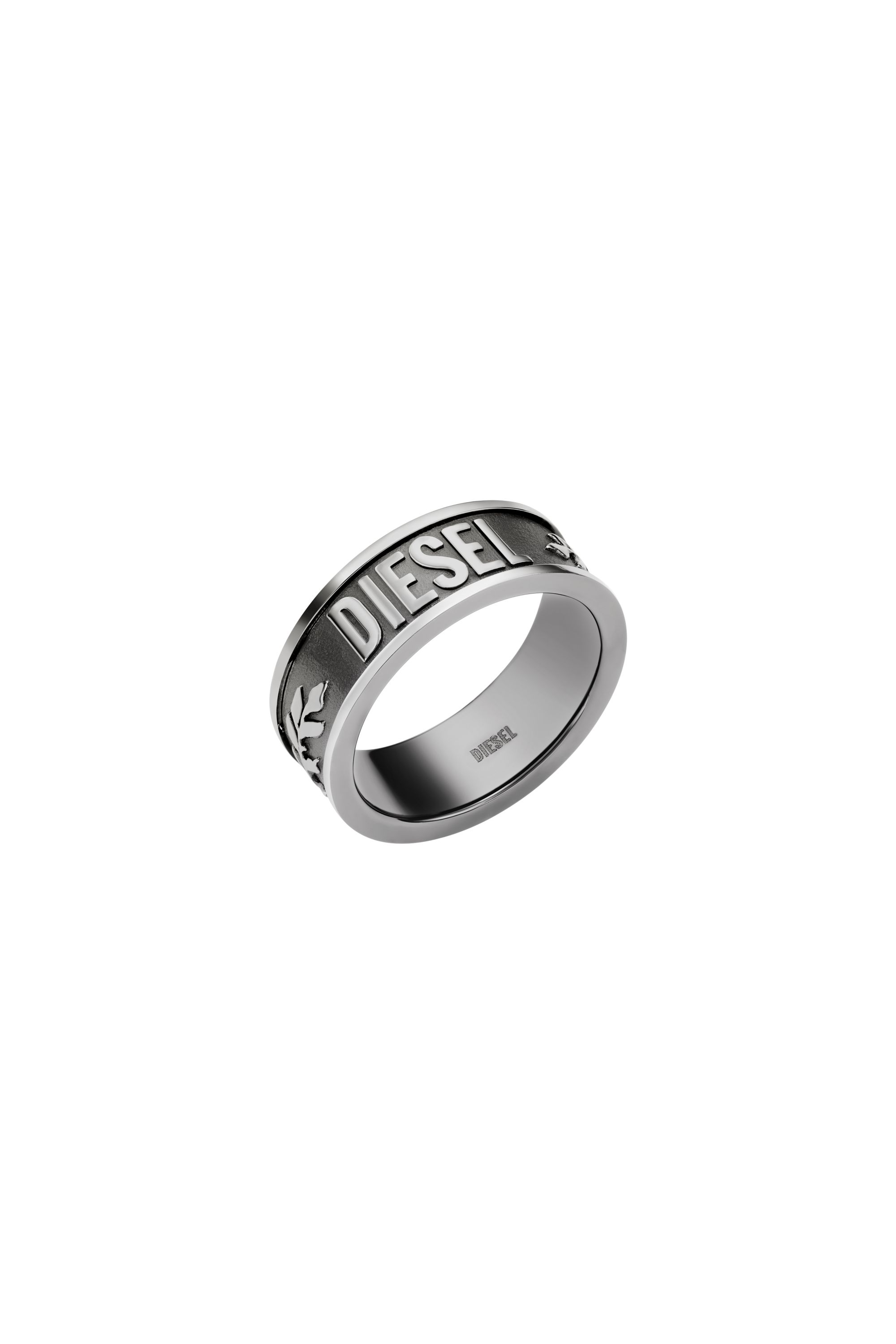 Diesel - DX1108, Man's Anello con logo in rilievo in Silver - 1