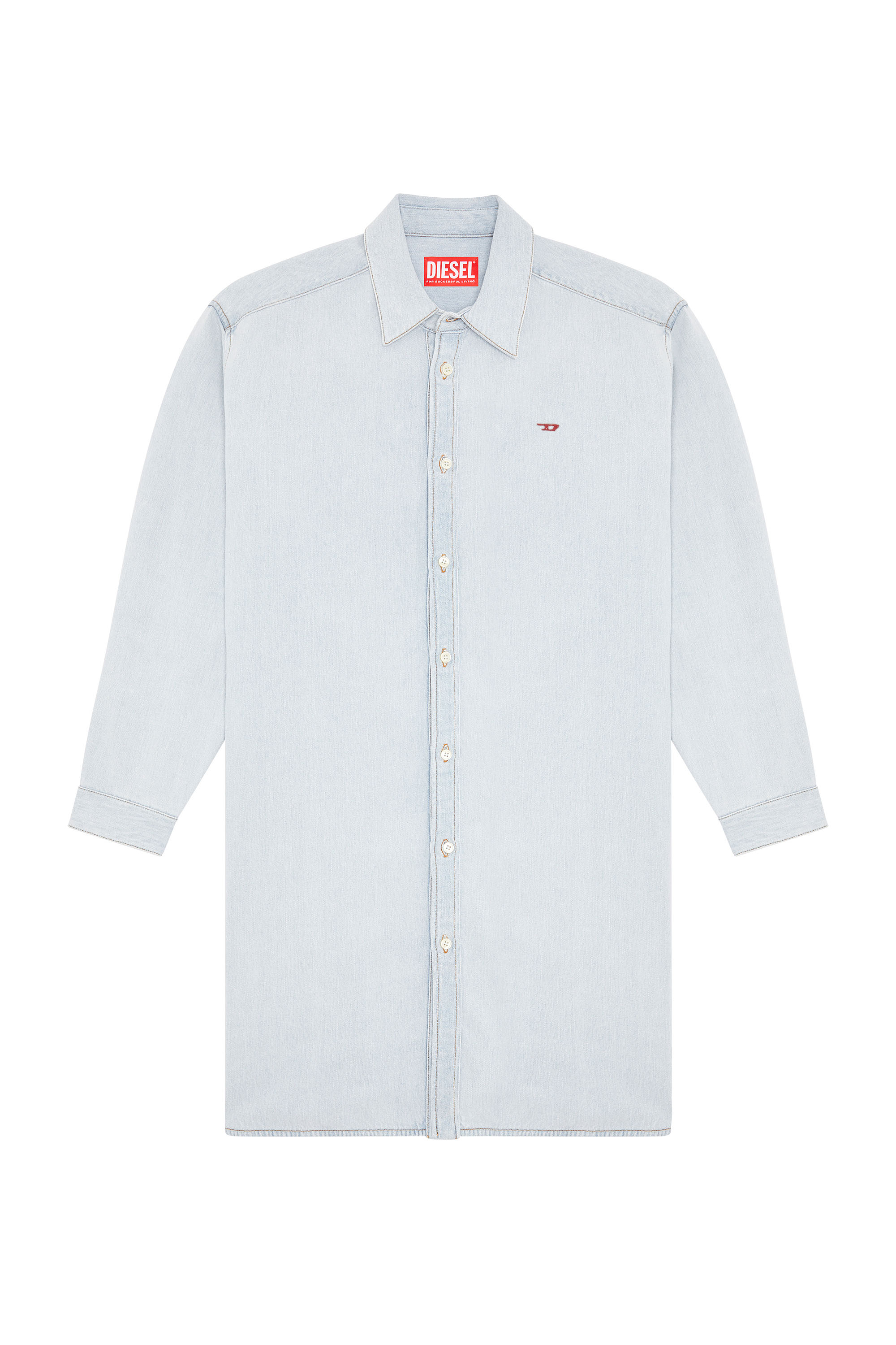Diesel - DE-BLEX SHIRT DRESS, Woman's Shirt dress in denim in Light Blue - 2