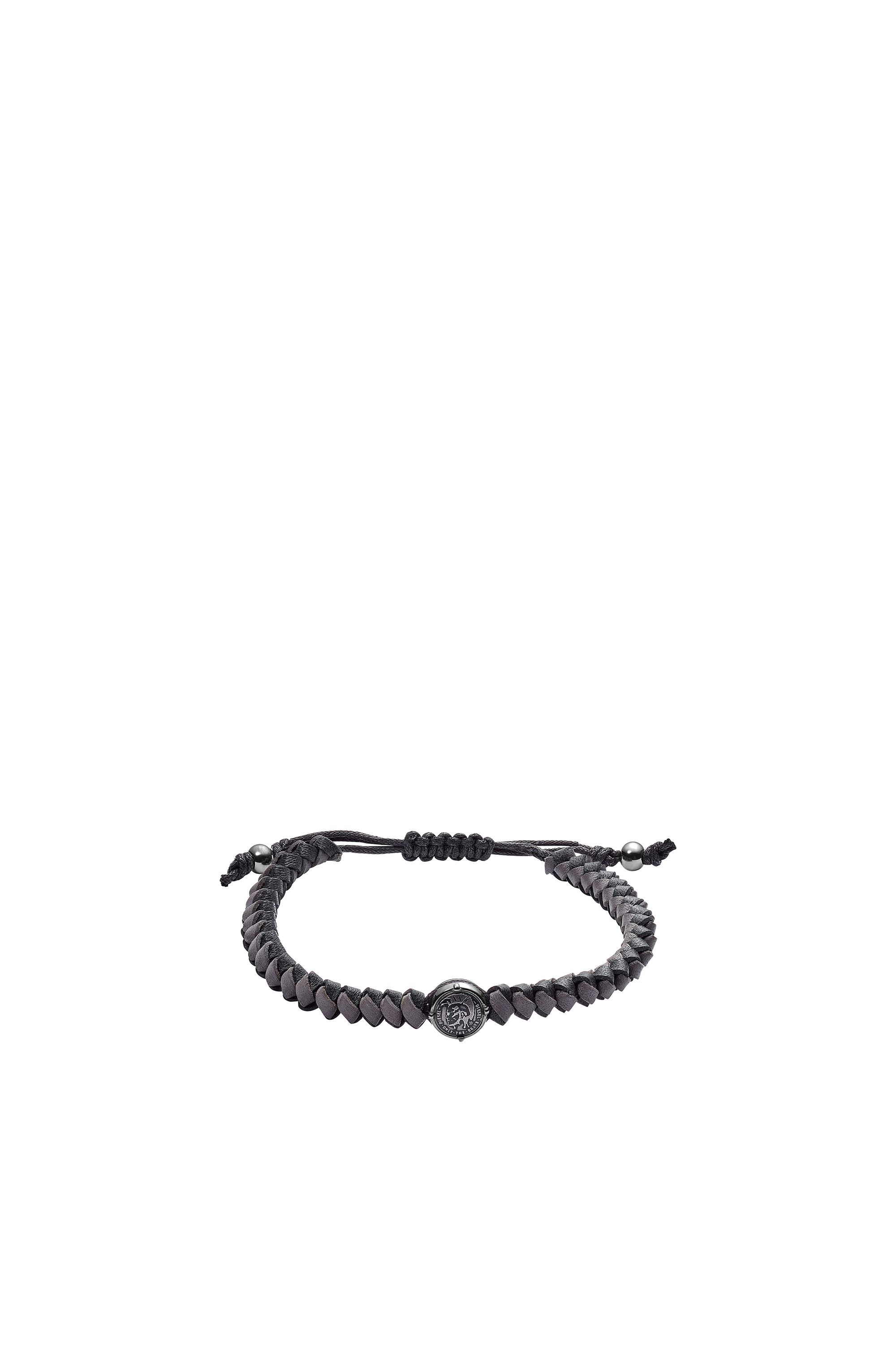 Diesel - DX1065, Man's Bracelet with braided strands and coin in Black - 1