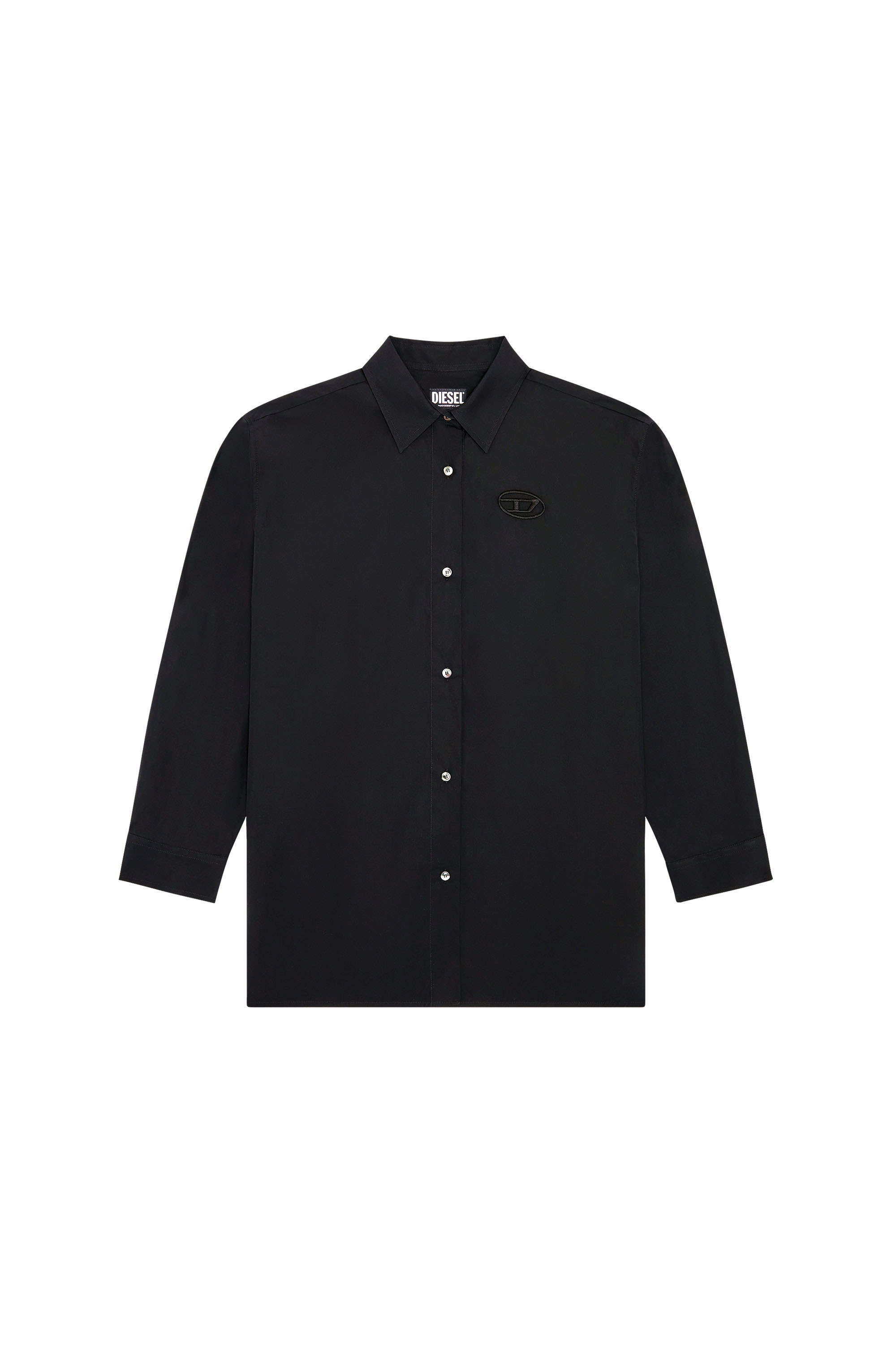 Diesel - C-BRUCE-B, Woman's Loose shirt with 3D embroidery in Black - 3