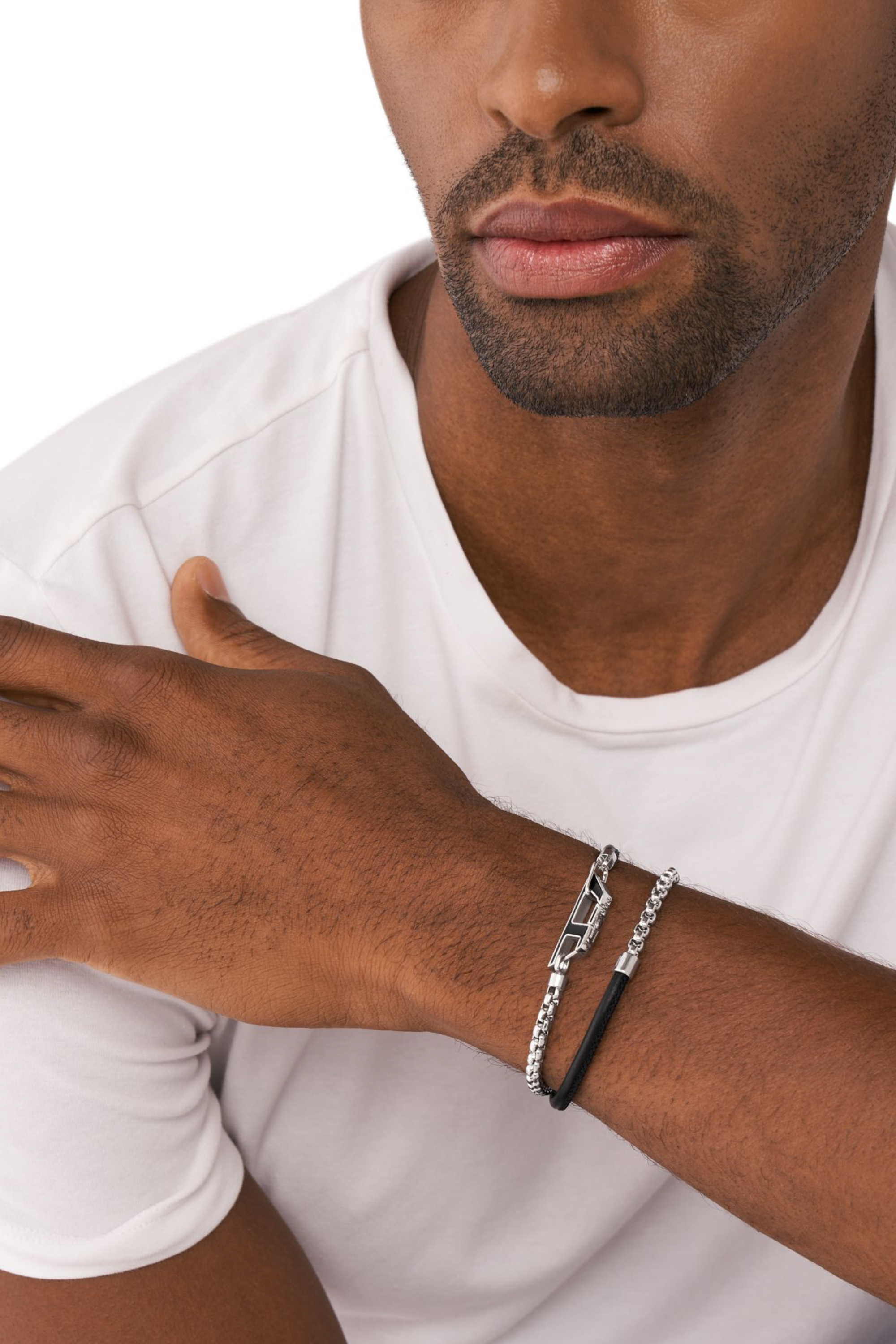 Diesel - DX1472, Unisex's Stainless steel chain bracelet in Silver/Black - 3