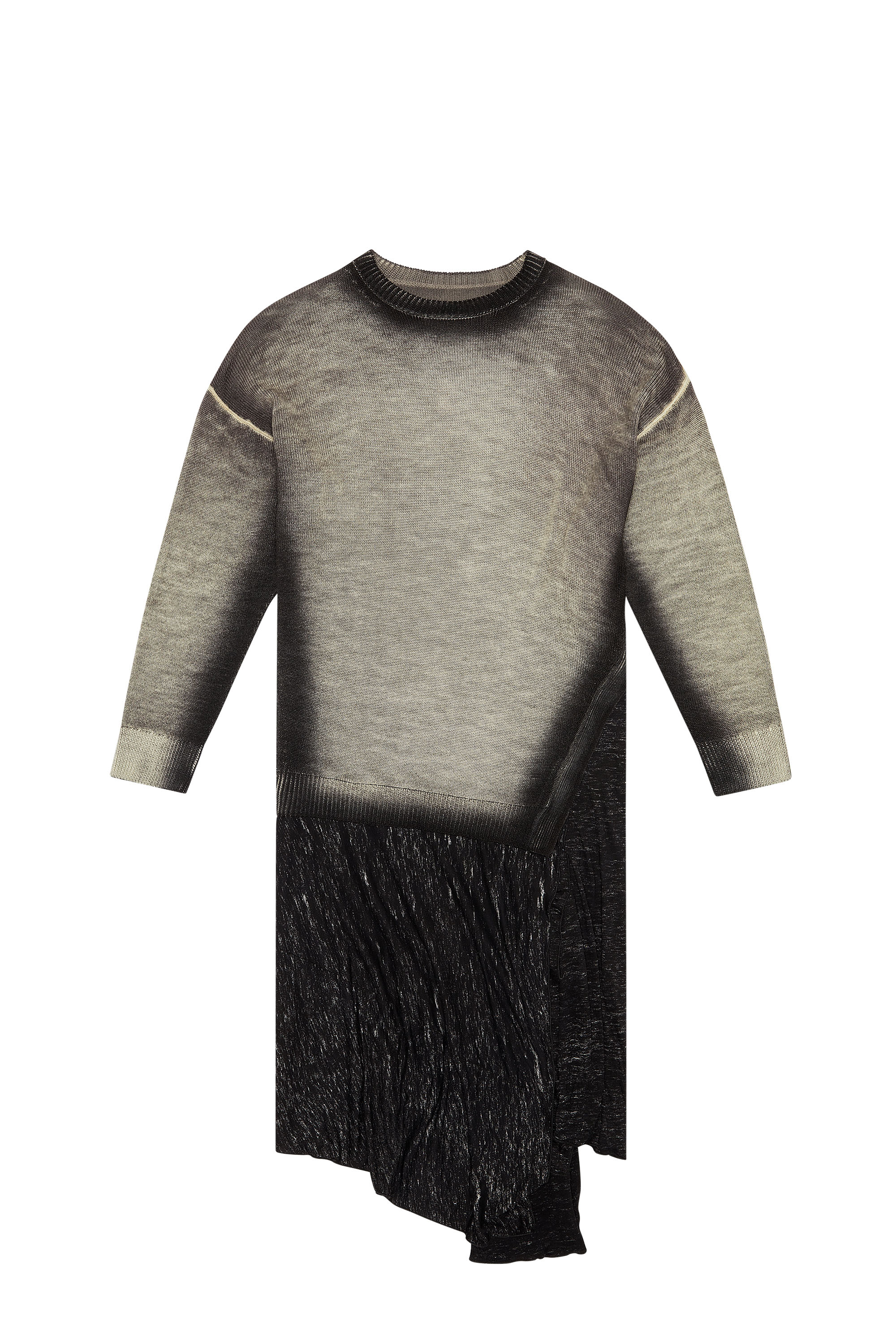 Diesel - M-KIMOLOS, Woman's Knitted midi dress with flounce skirt in Grey/Black - 2