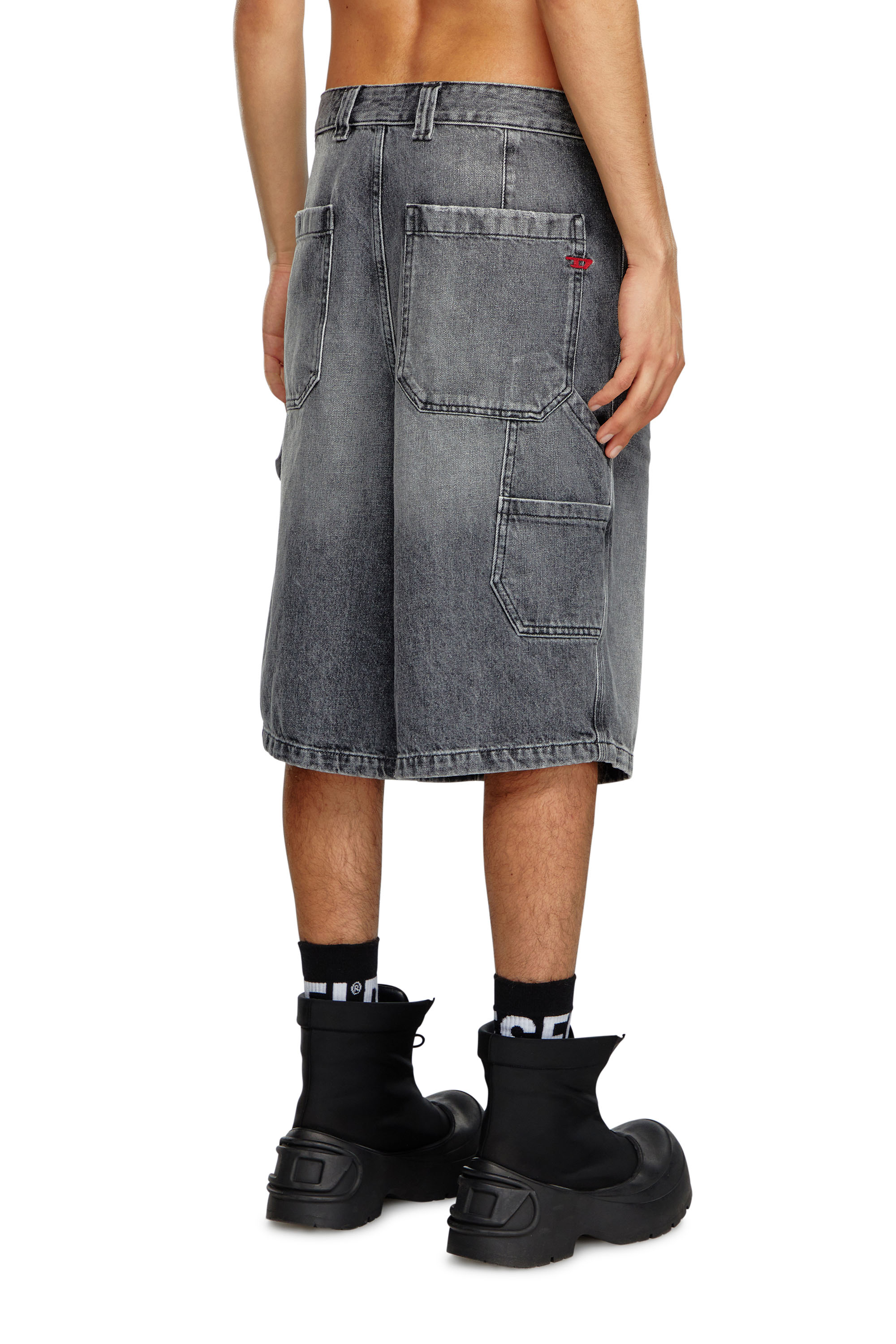 Diesel - D-LIVERY-SHORT, Man's Hemp denim utility shorts in Black - 4