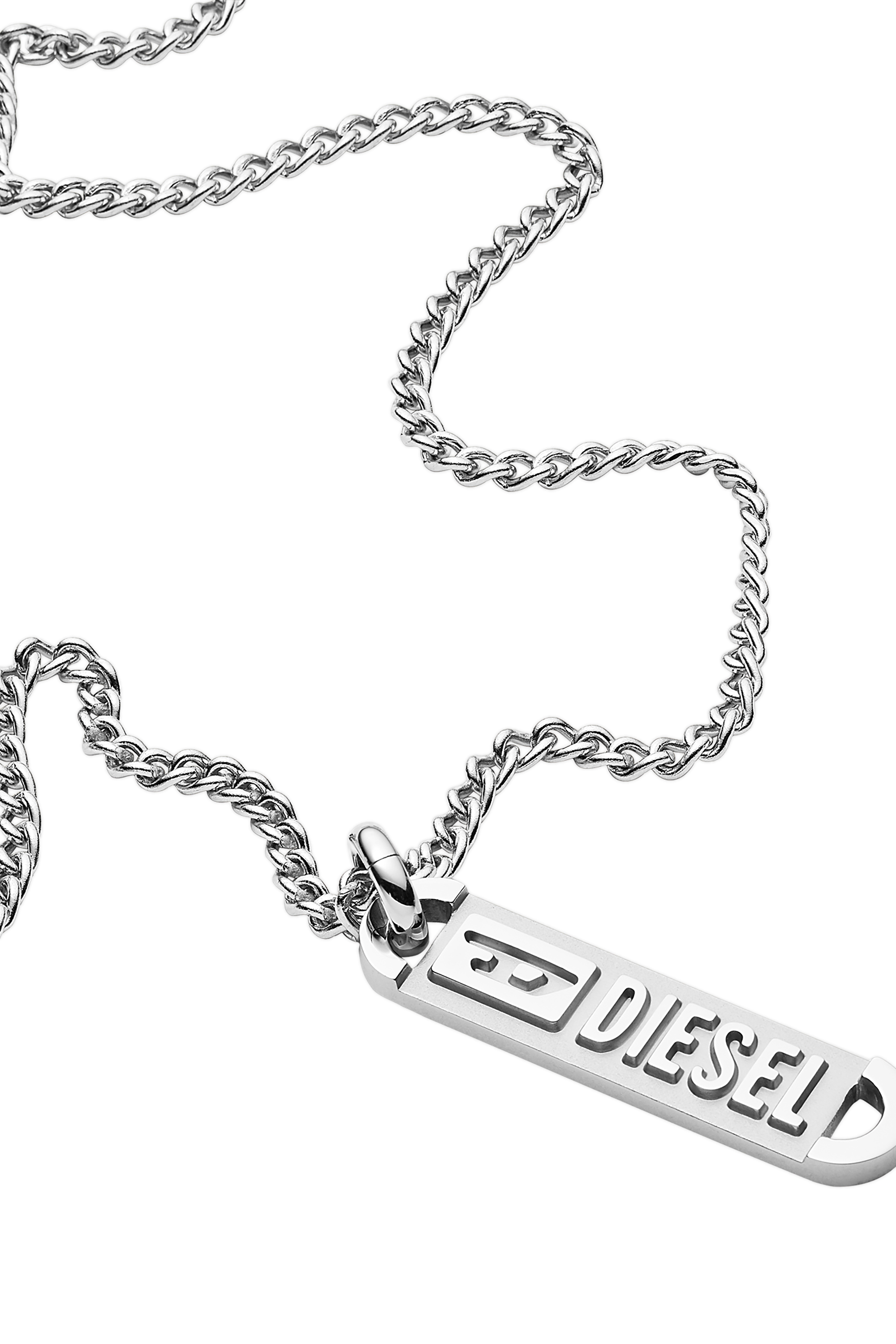 Diesel - DX1228, Man's Logo-Engraved Stainless Steel Pendant Necklace in Silver - 1