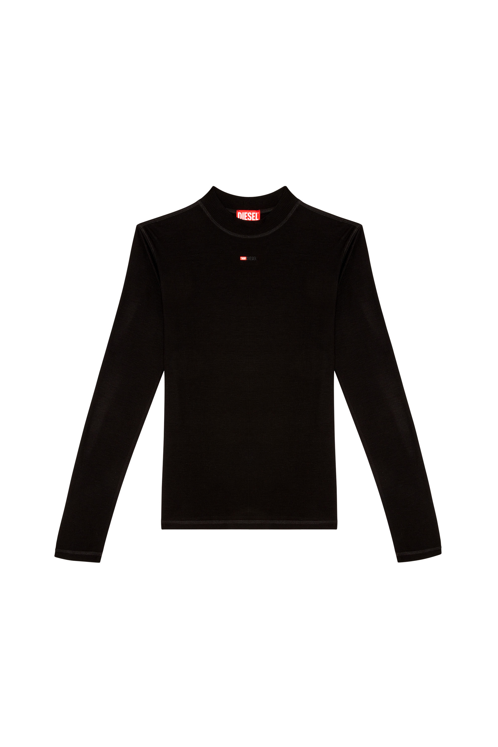 Diesel - T-MOKKY-LS-MICRODIV, Unisex's Mock-neck top with micro logo in Black - 4