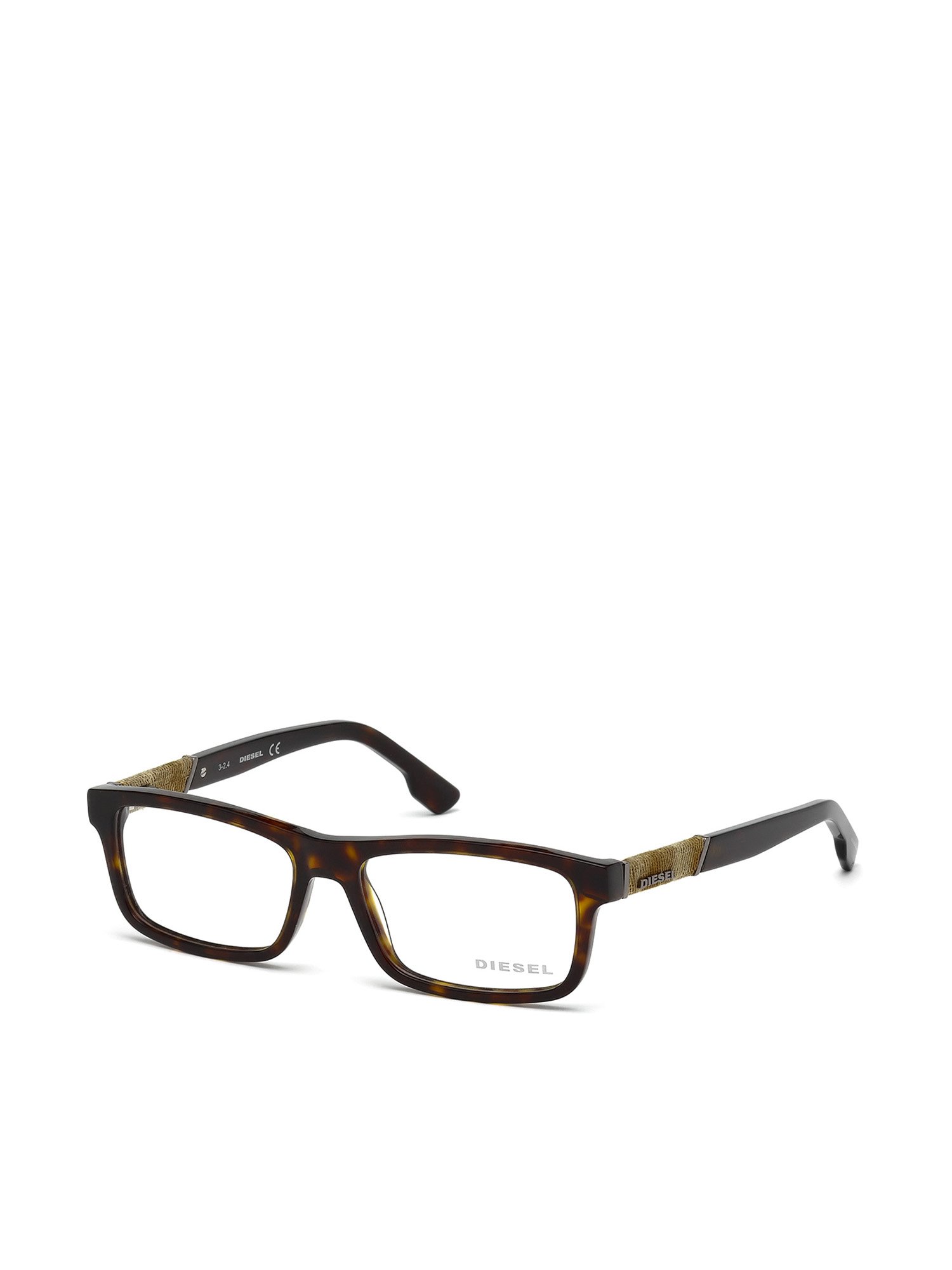 Diesel - DL5126, Unisex's Rectangular eyewear with leather insert in Brown - 1