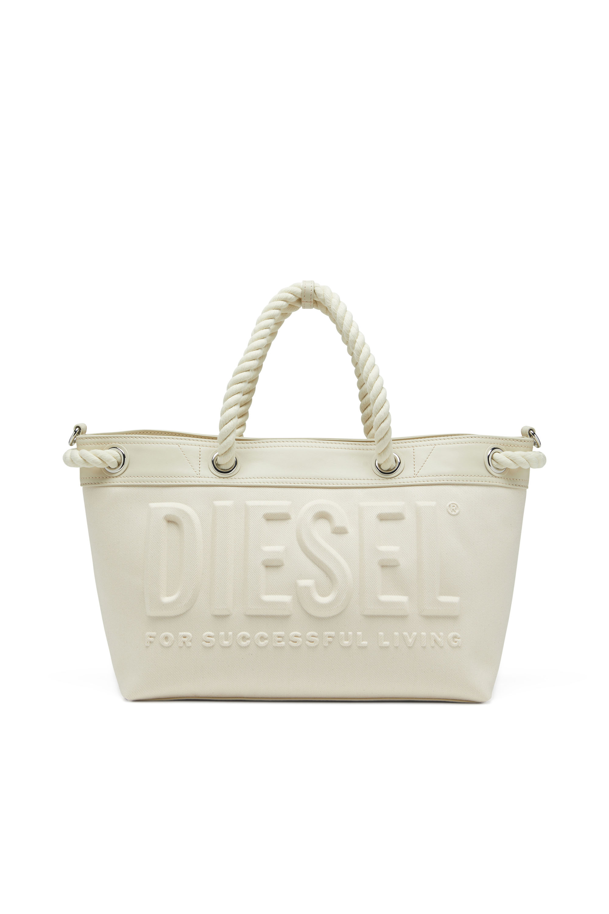 Diesel - ROPE TOTE M, Woman's Rope Tote M - Denim tote bag with rope handles in White - 1