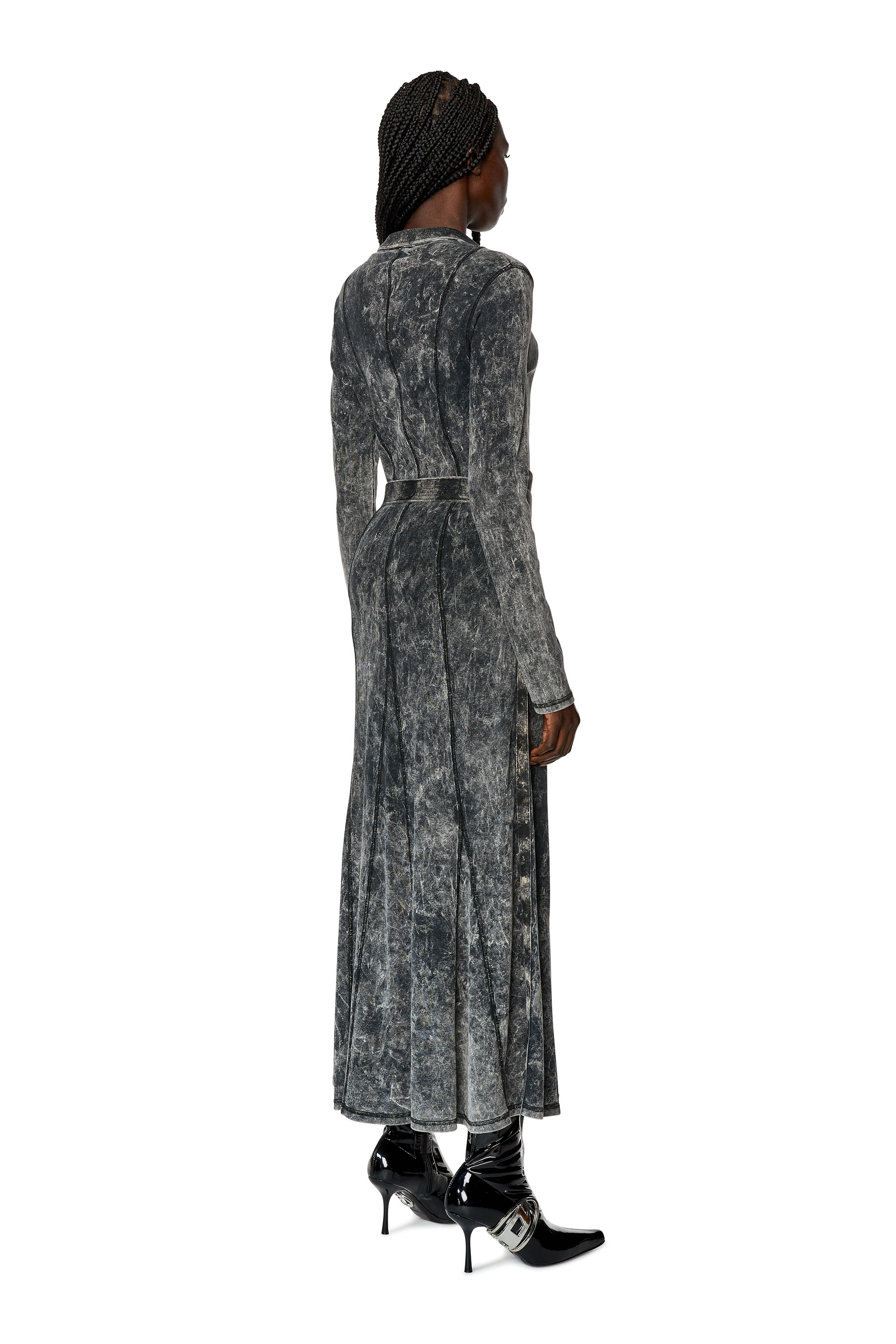 Diesel - D-LAVALIN, Woman's Midi dress in ribbed stretch cotton in Black - 3
