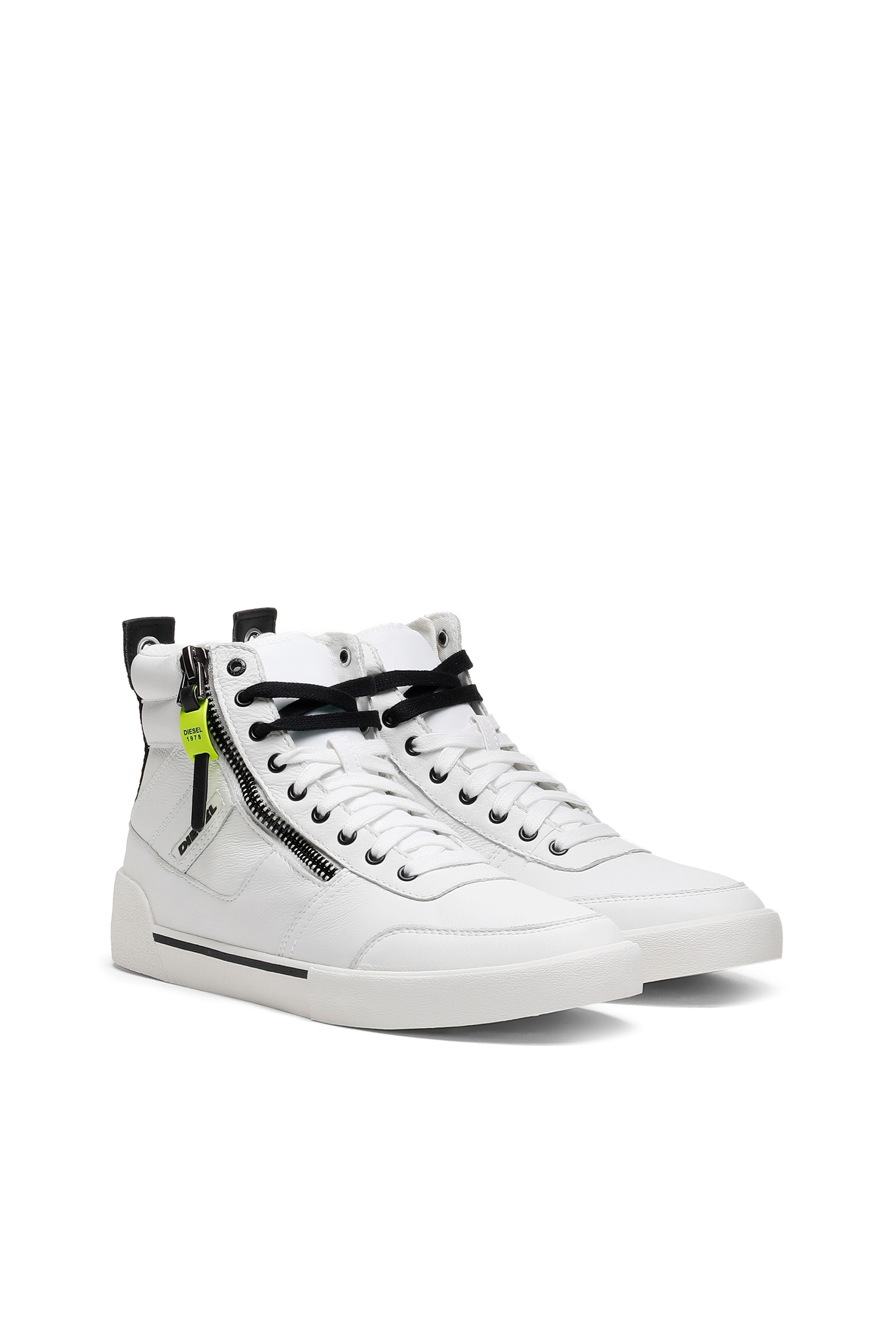Diesel - S-DVELOWS, Man's S-Dvelows-High-top sneakers in panelled suede in White - 2