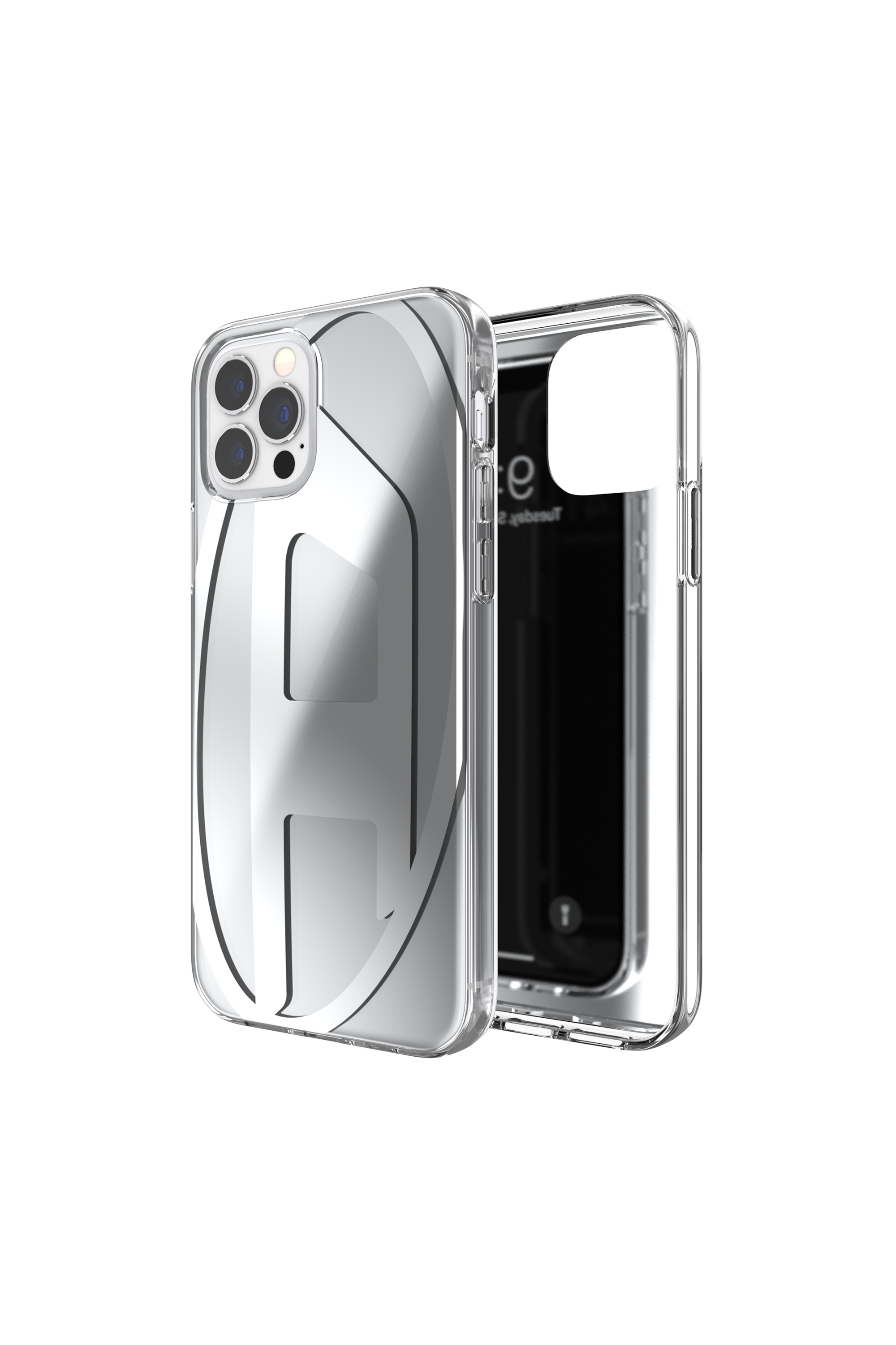 Diesel - 54093 MOULDED CASE, Unisex's Oval D case iPhone 12/12 Pro in Silver - 1