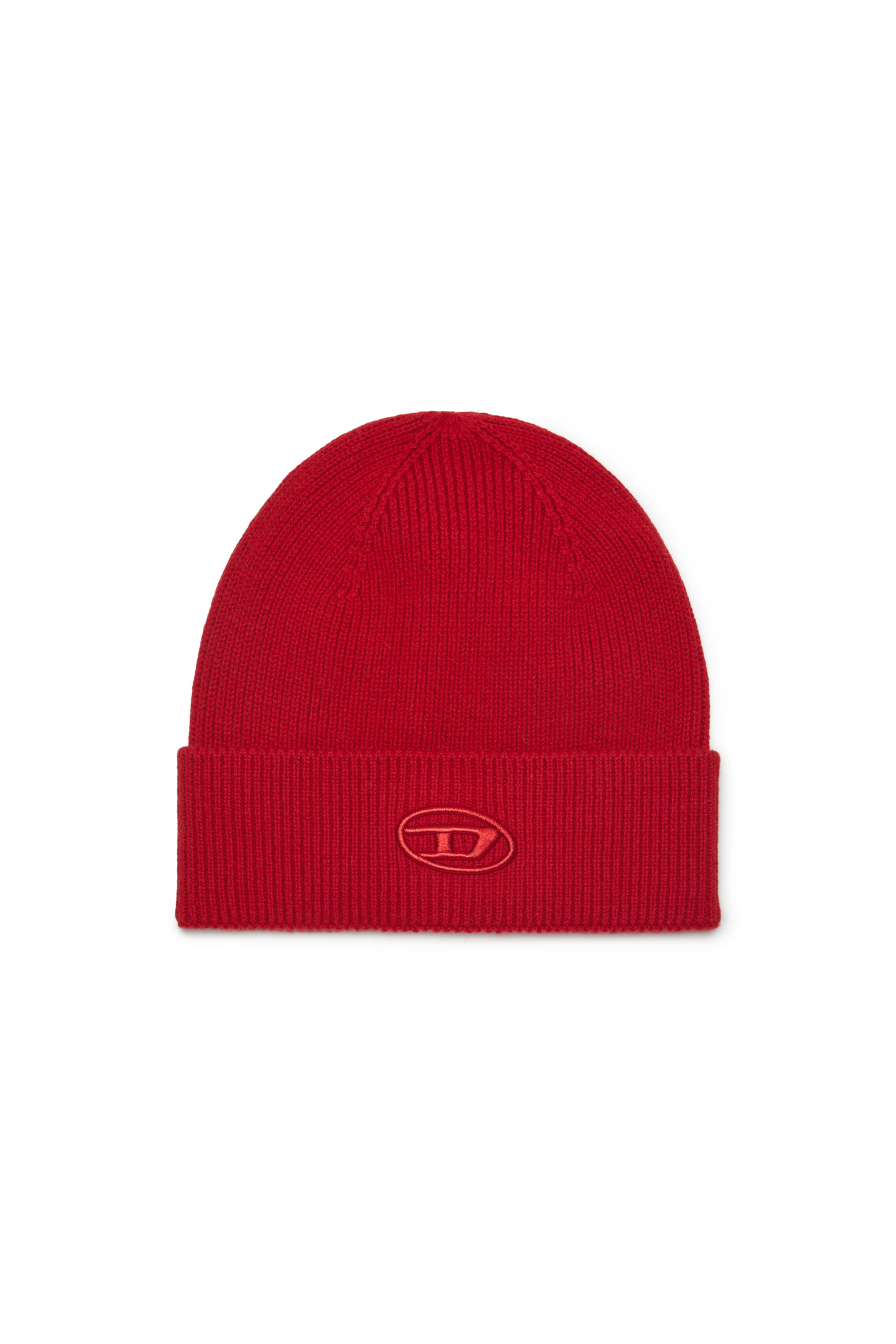 Diesel - K-CODER-FULLY B, Unisex's Ribbed beanie with D embroidery in Red - 1