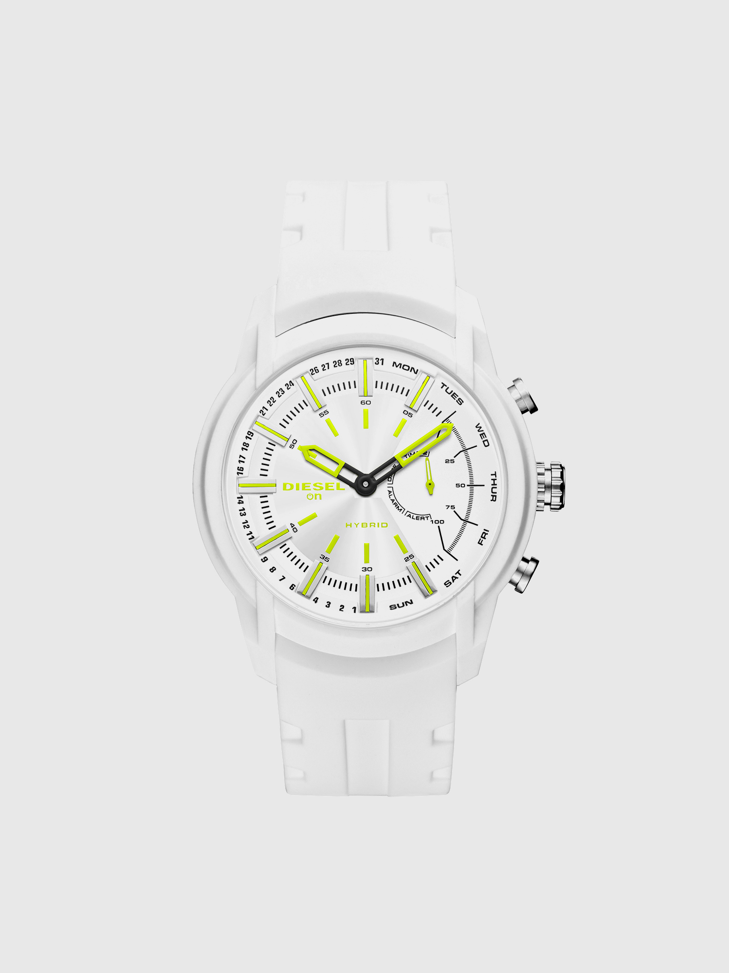 Diesel - DT1015, Man's Armbar Hybrid white silicone smartwatch, 44 mm in White - 2