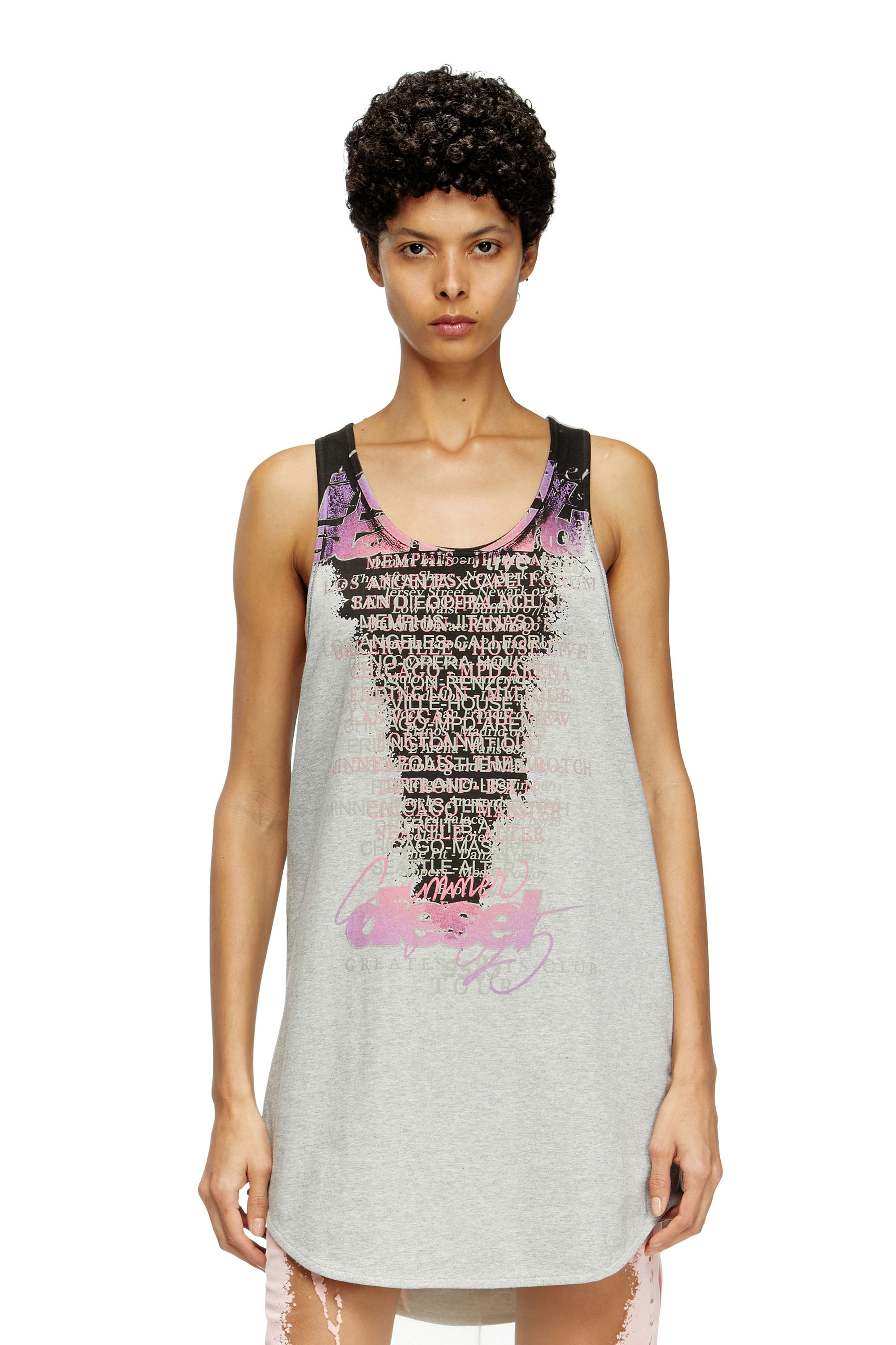 Diesel - T-SHAN, Unisex's Tank top with lyrics print in Grey - 1