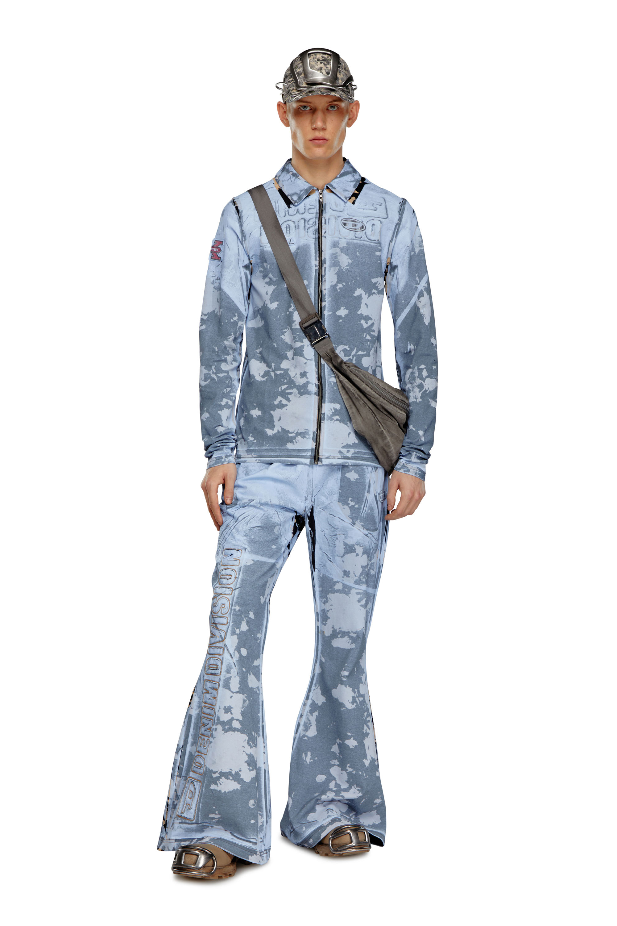 Diesel - S-CORSE-P1, Unisex's Zip shirt in coated jersey in Blue - 3