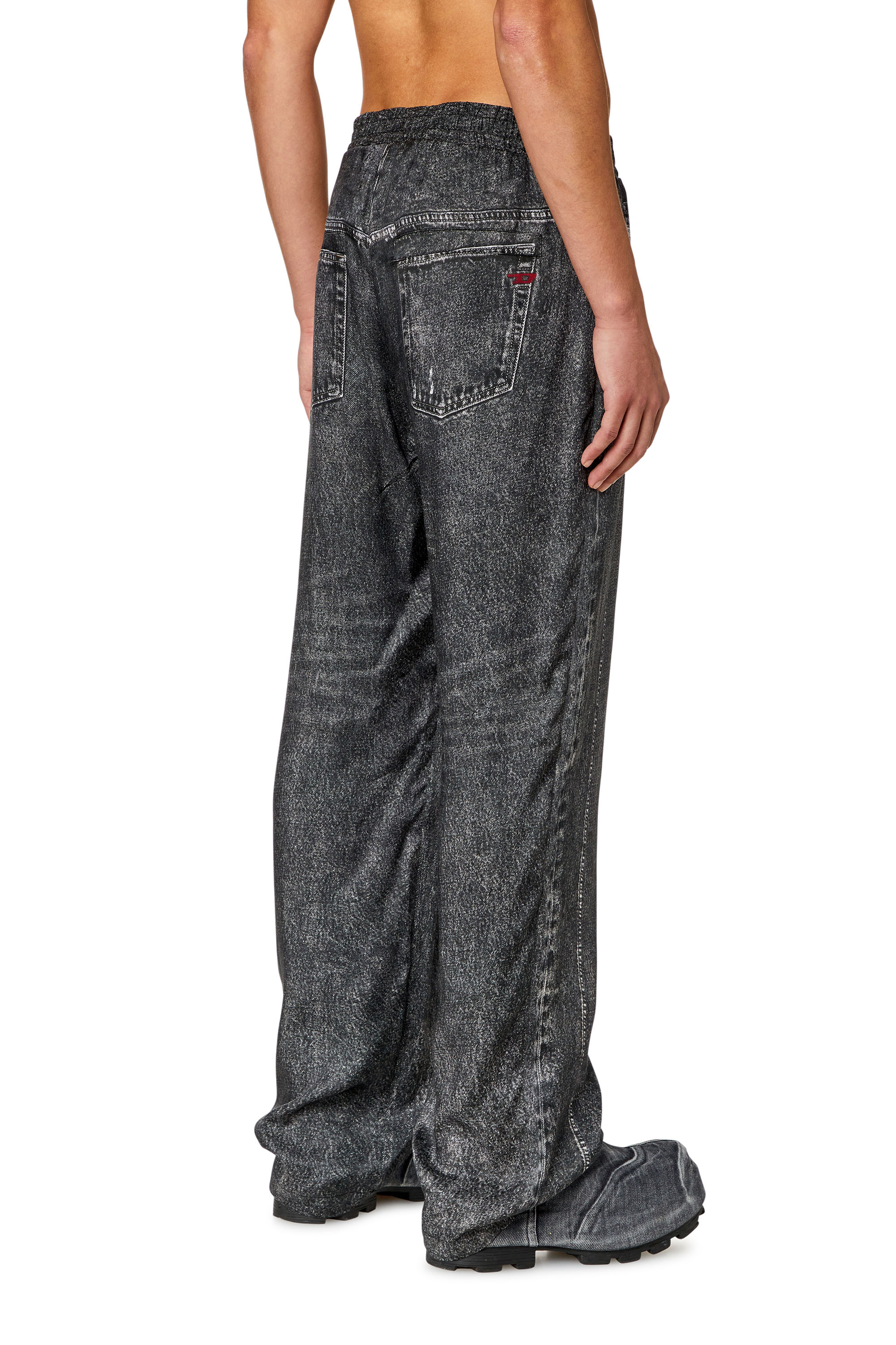 Diesel - P-ALSTON, Man's Track pants with denim print in Black - 4