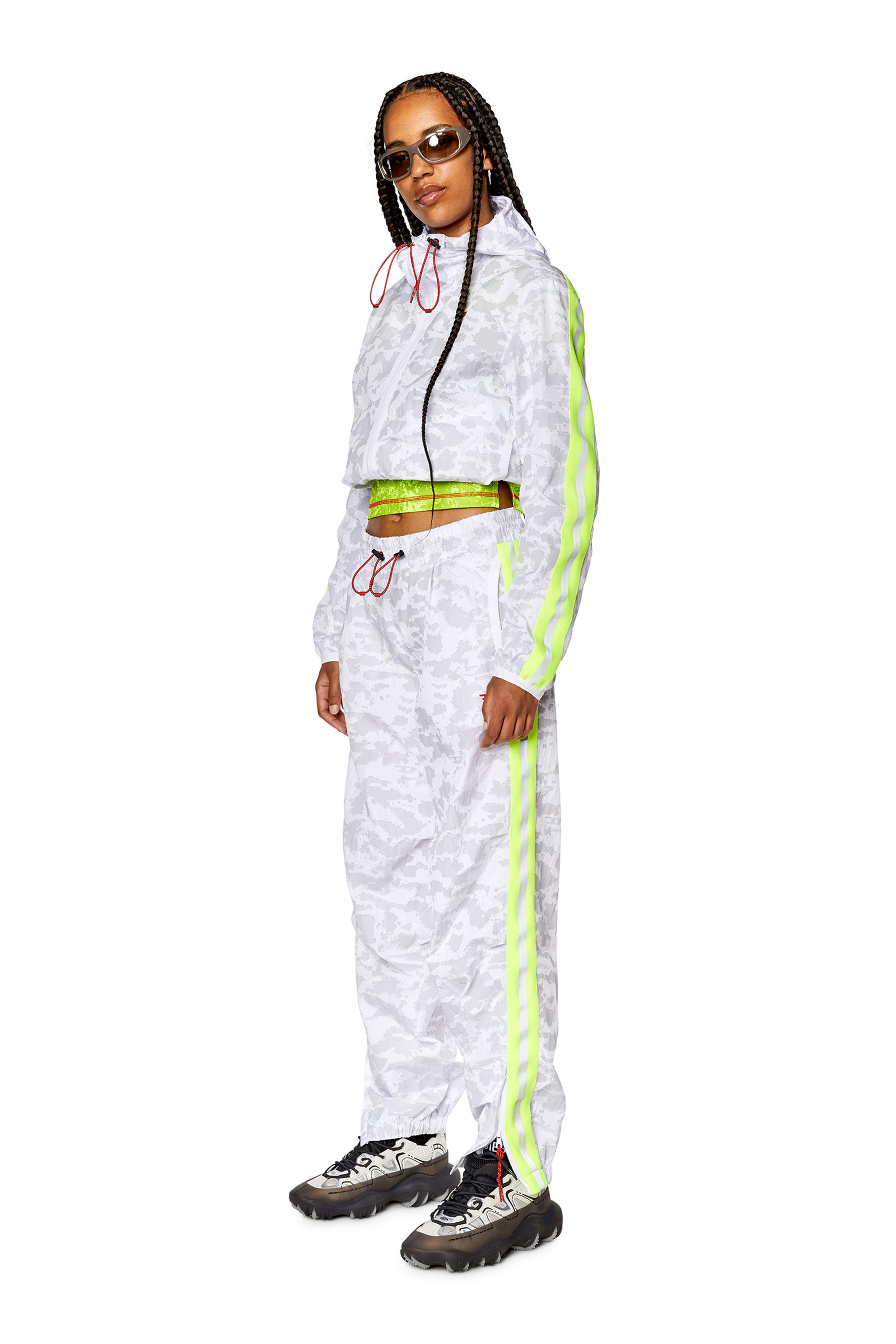 Diesel - AWWB-ELIZA-HT43, Woman's Track pants with pixelated print in Grey/Yellow - 2