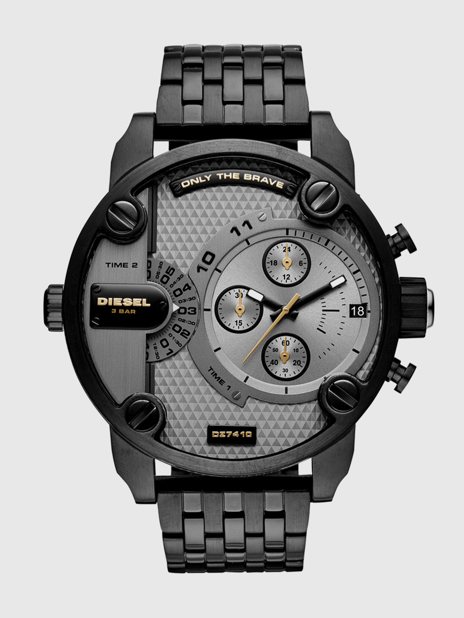 Diesel - DZ7410, Man's Little Daddy seven-link bracelet watch, 52 mm in Black - 1