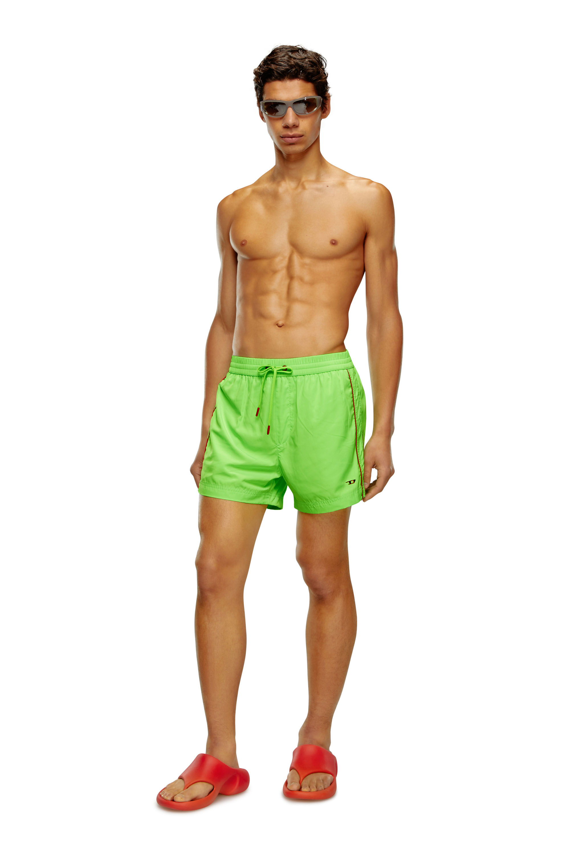 Diesel - BMBX-KEN-37, Man's Mid-length swim shorts with piping in Green - 1