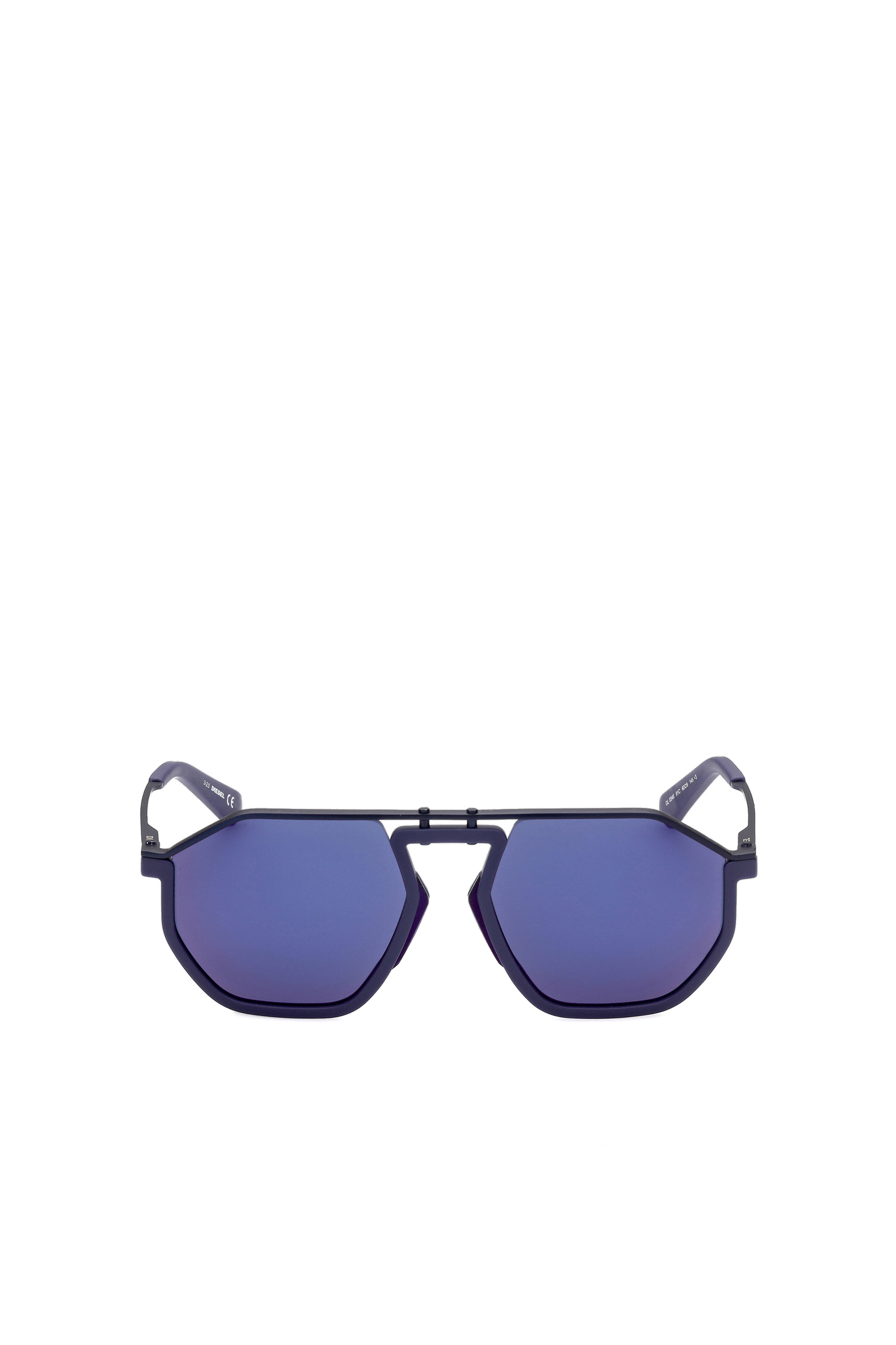 Diesel - DL0346, Unisex's Pilot metal and injection-molded sunglasses in Blue - 2