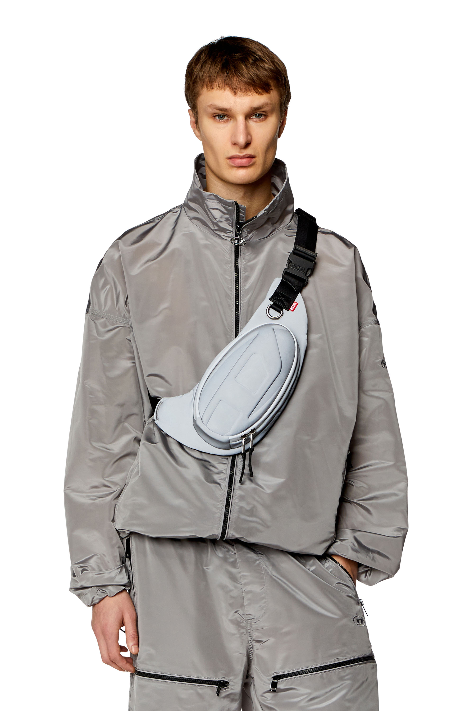 Diesel - J-WRIGHT, Man's Fluid windbreaker in ciré nylon in Light Grey - 1