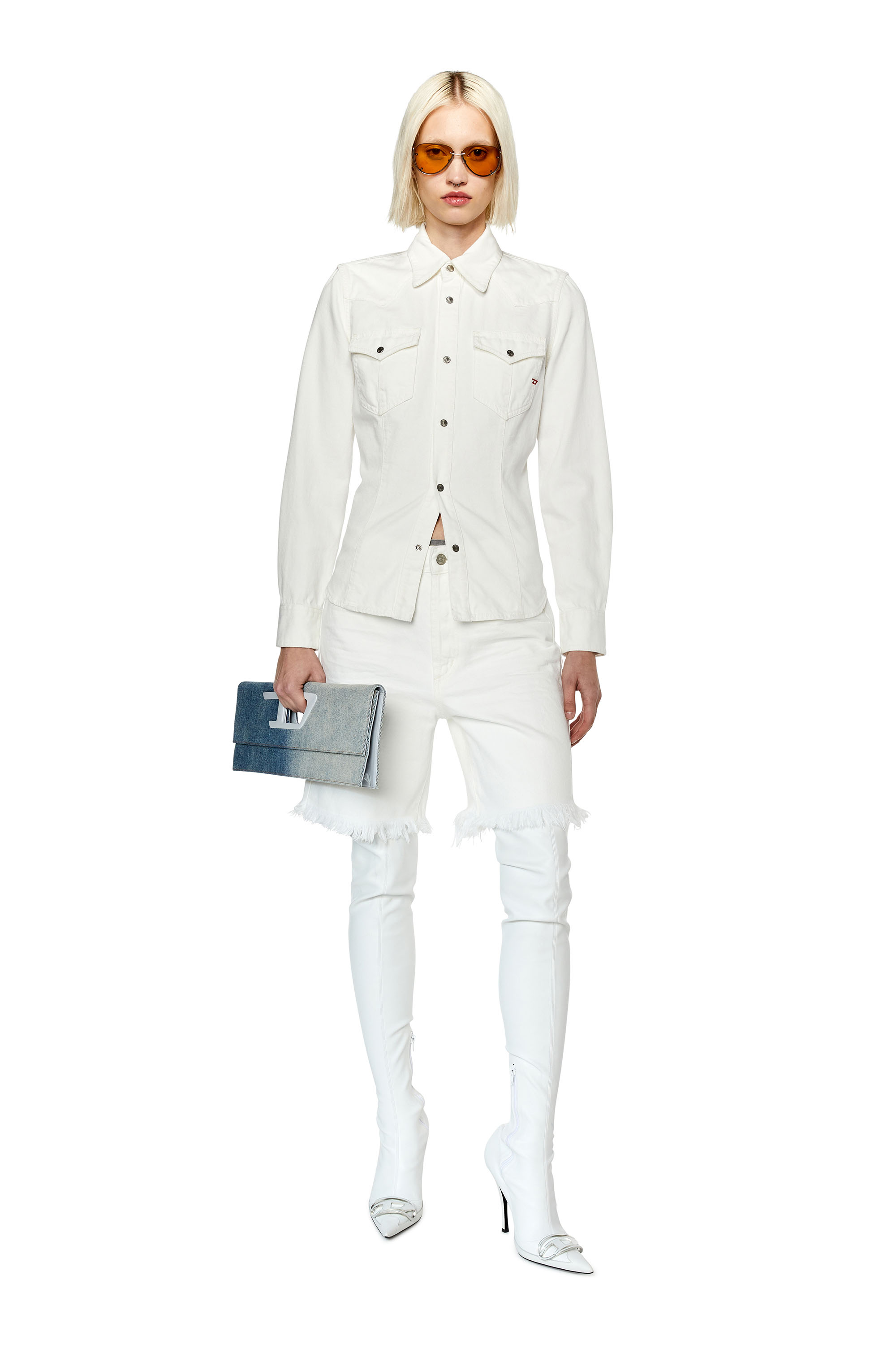 Diesel - DE-AMY, Woman's Denim shorts in White - 2