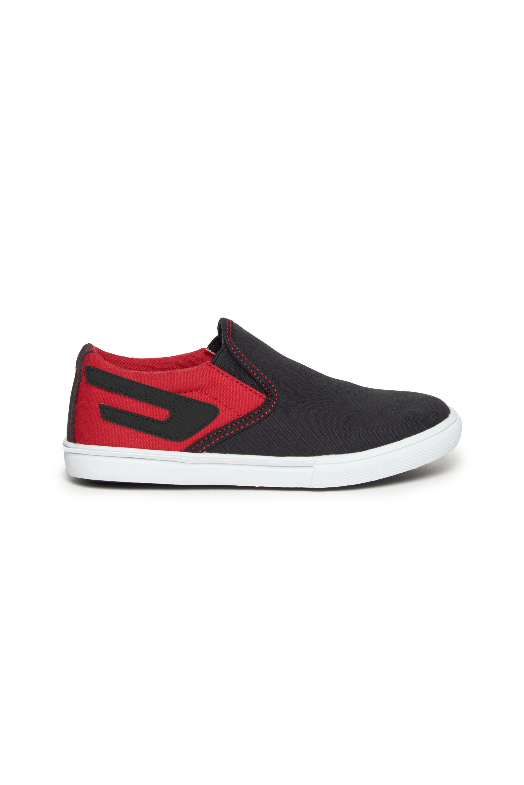 Diesel - S-ATHOS SO, Unisex's Slip-on canvas sneaker with D branding in Black/Red - 1