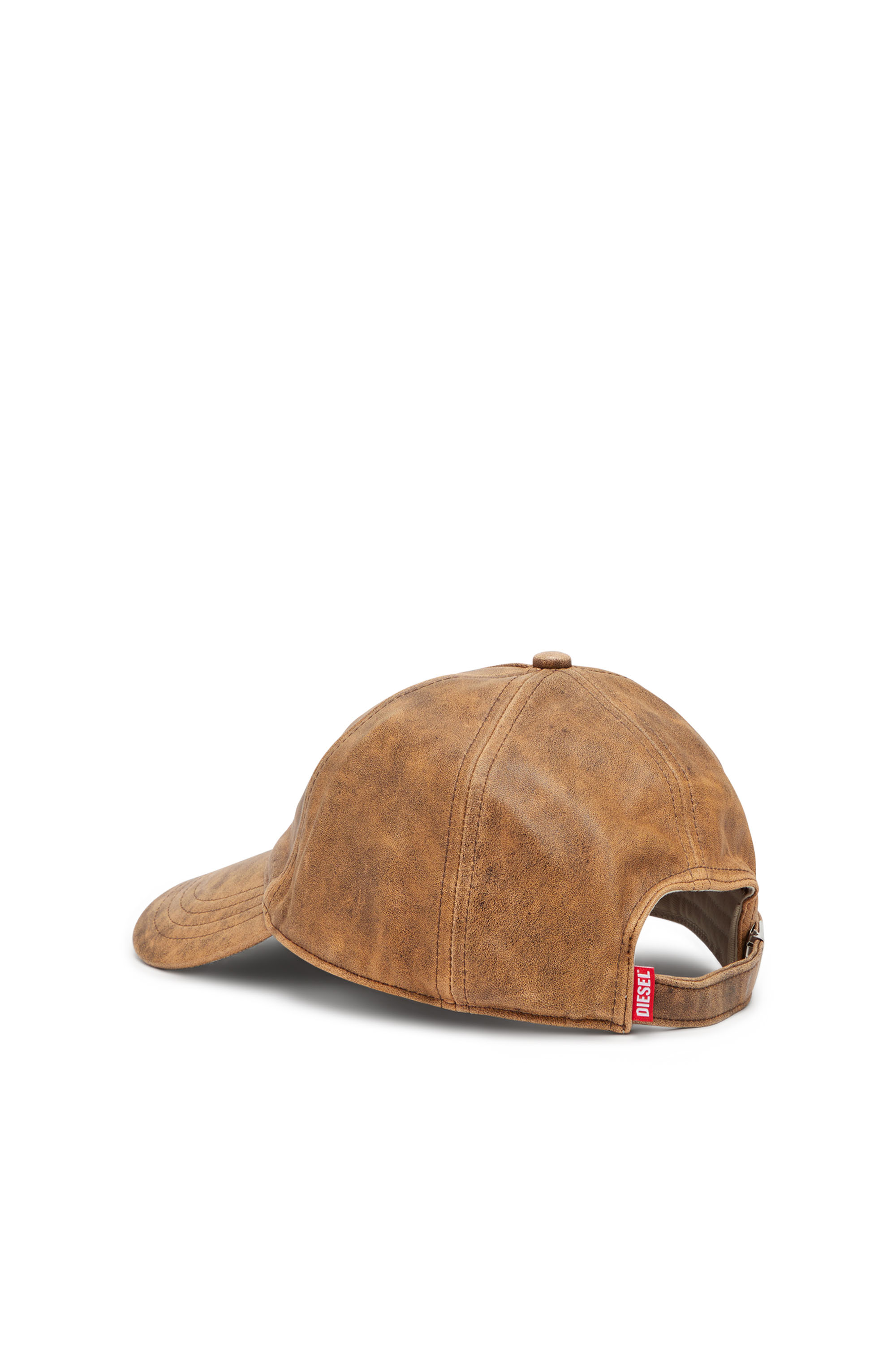 Diesel - C-BAR, Man's Baseball cap in treated leather in Brown - 2