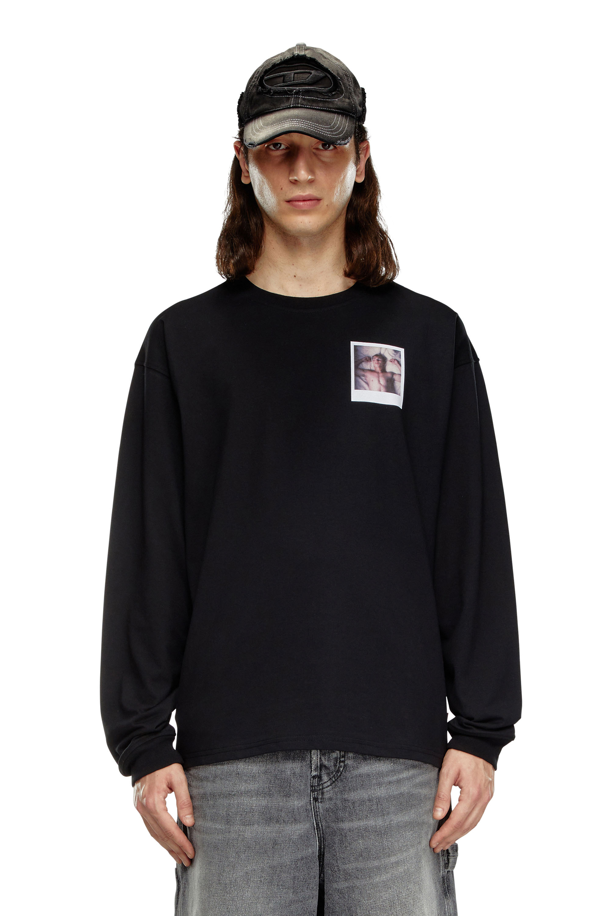 Diesel - PR-T-BOXT-LS-SS, Unisex's Long-sleeve T-shirt with polaroid patches in Black - 4