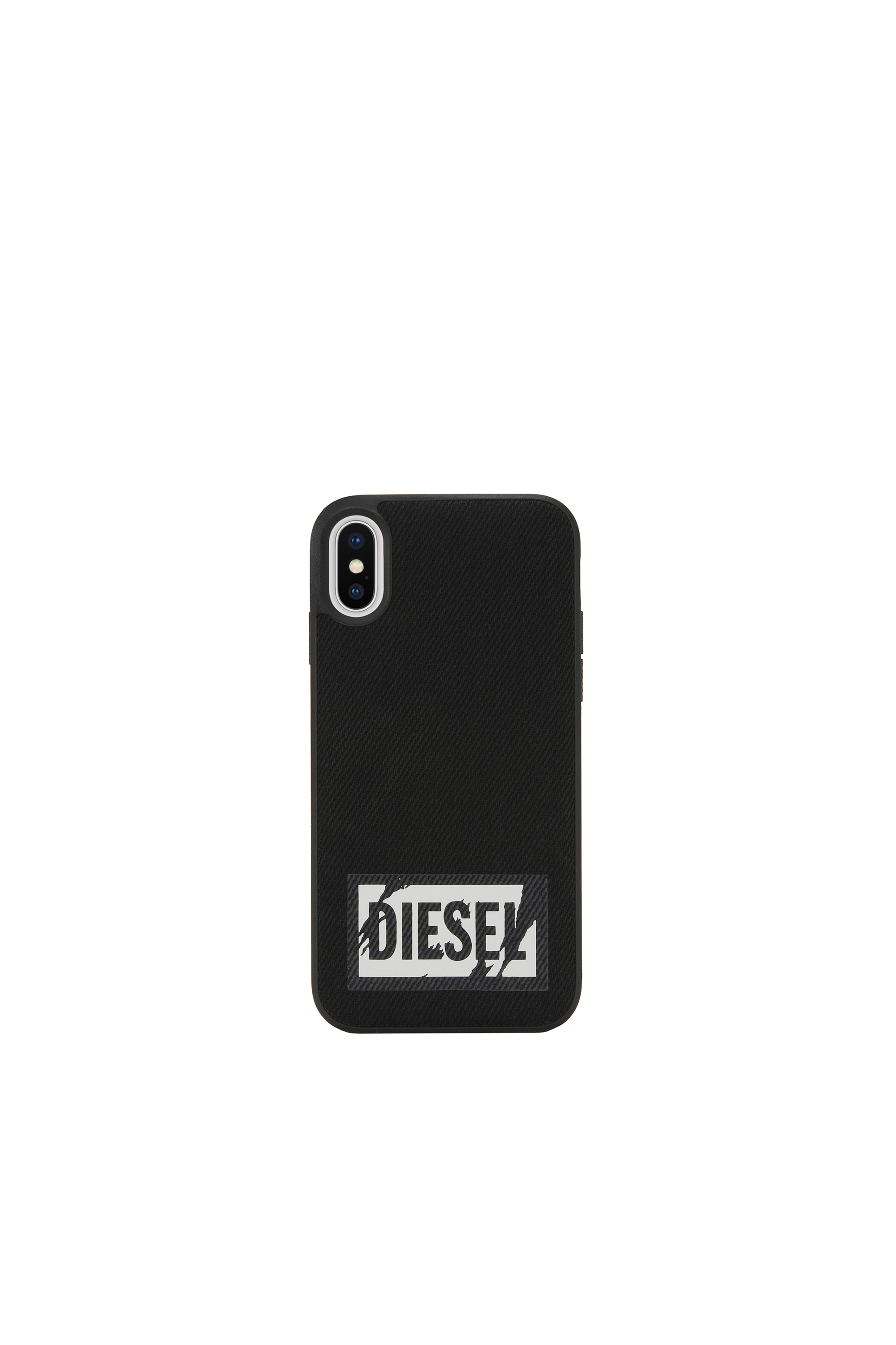 Diesel - BLACK DENIM IPHONE X CASE, Unisex's Black denim grey logo case, iPhone X in Black - 2