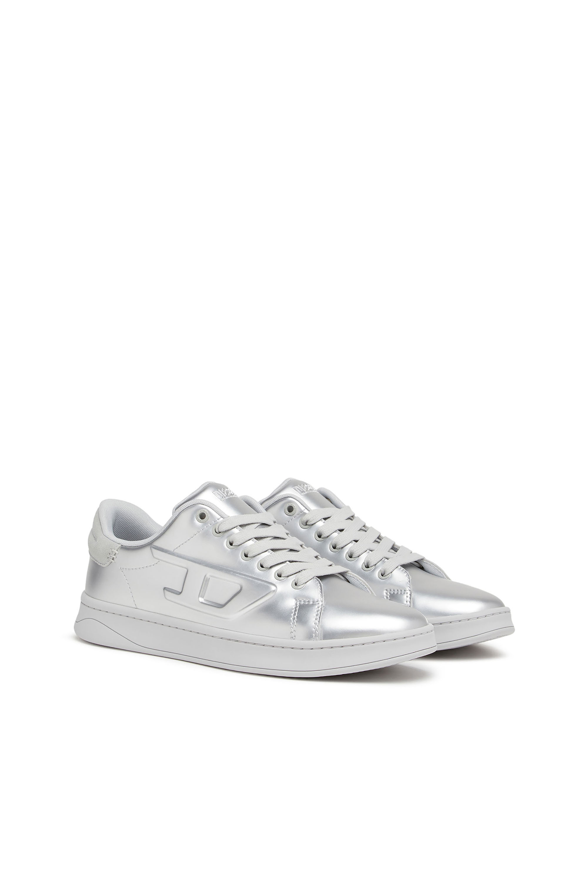Diesel - S-ATHENE LOW, Man's S-Athene Low - Metallic sneakers with embossed D logo in Silver - 2