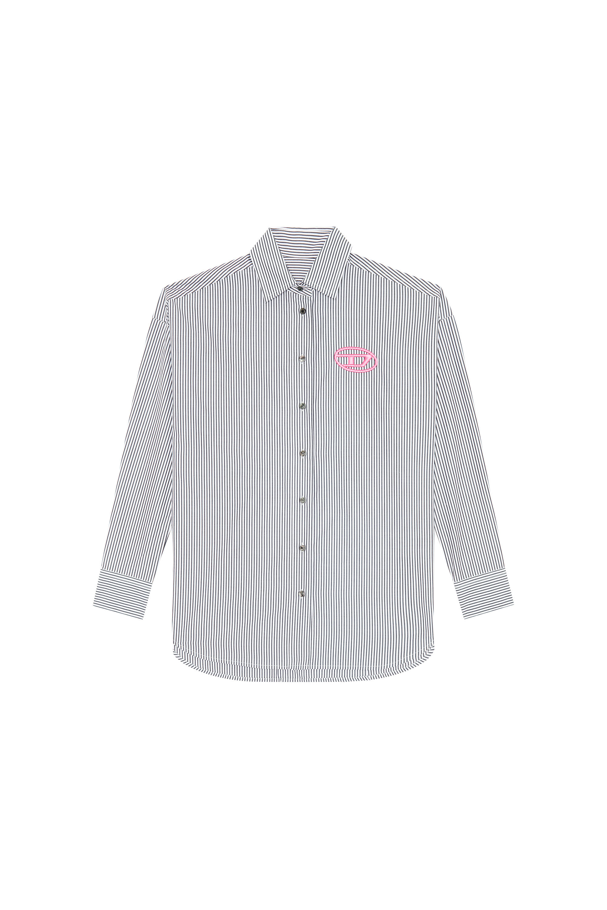 Diesel - C-DOU-STRIPE, Woman's Striped shirt with contrast embroidery in Black/White - 3