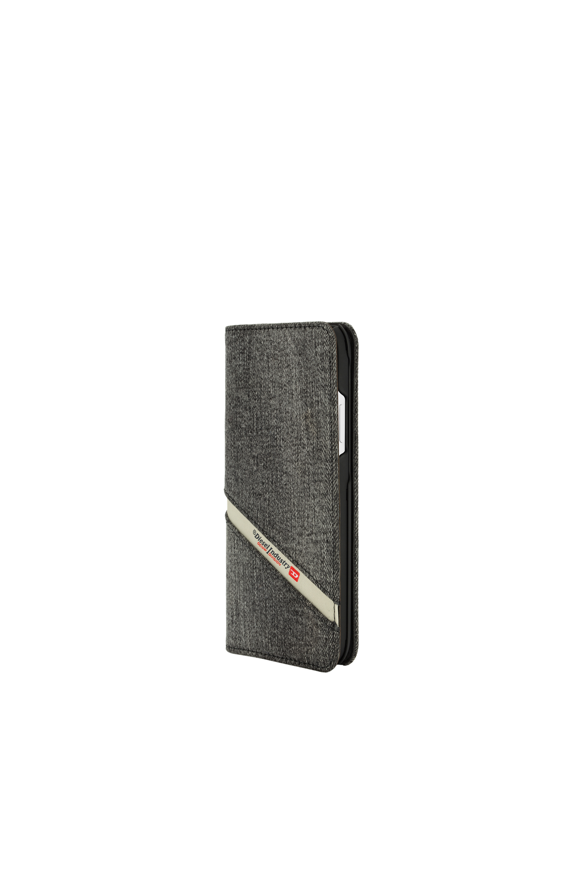 Diesel - DIESEL 2-IN-1 FOLIO CASE FOR IPHONE XR, Unisex's Grey denim diagonal logo case, iPhone XR in Grey - 1