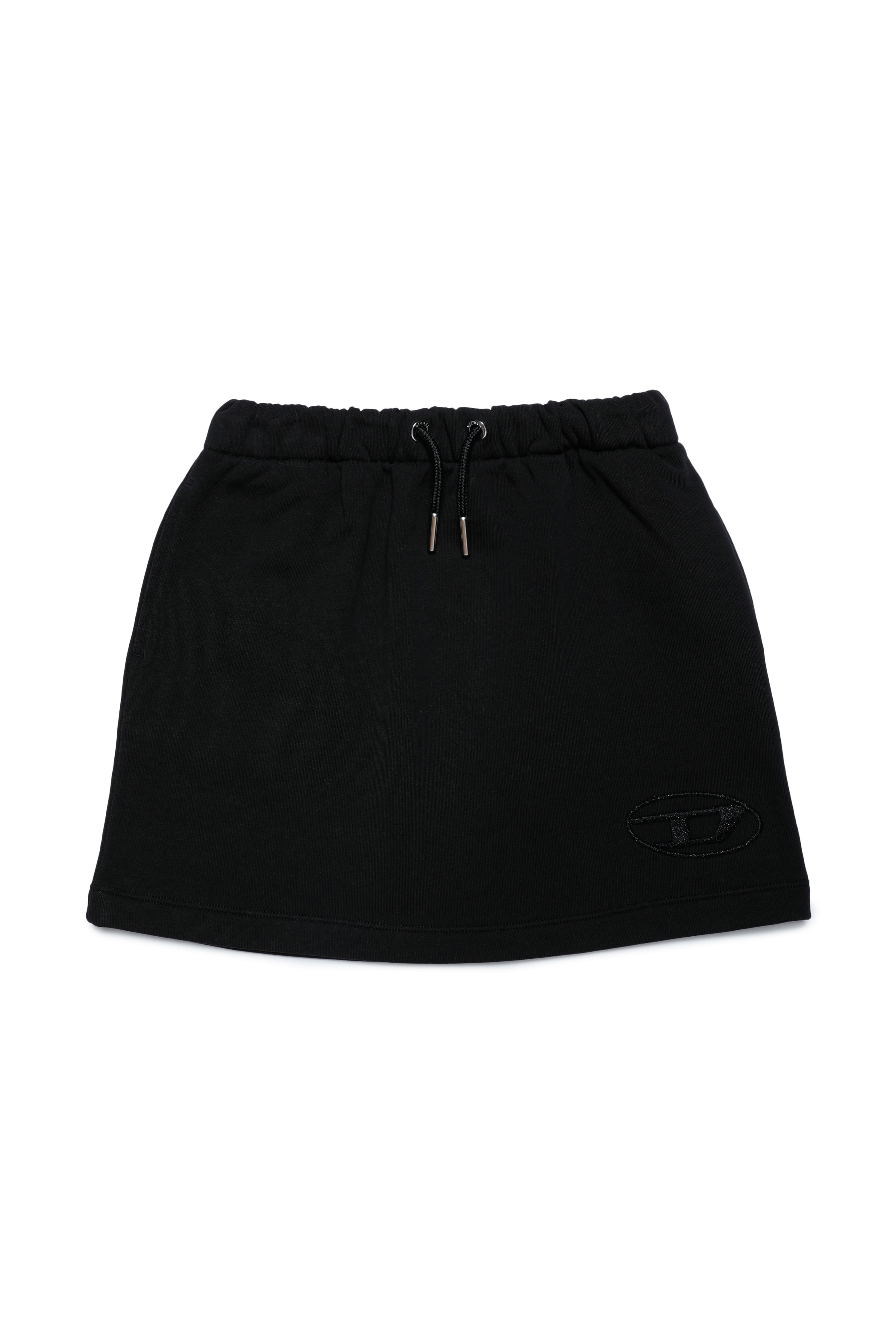 Diesel - GRINAR, Woman's Jersey mini skirt with glittery logo in Black - 1