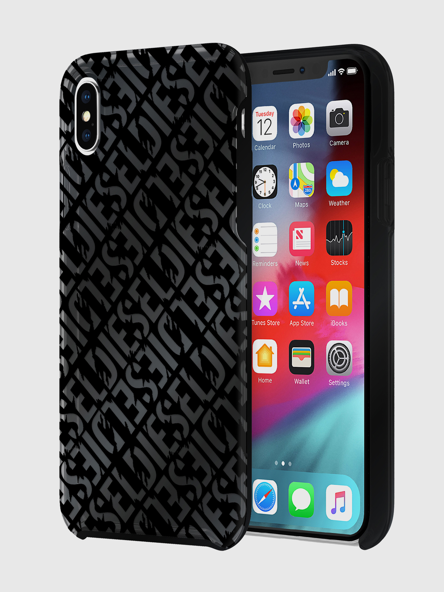 Diesel - DIESEL PRINTED CO-MOLD CASE FOR IPHONE XS MAX, Unisex's Distressed logo pattern case, iPhone XS Max in Black - 1