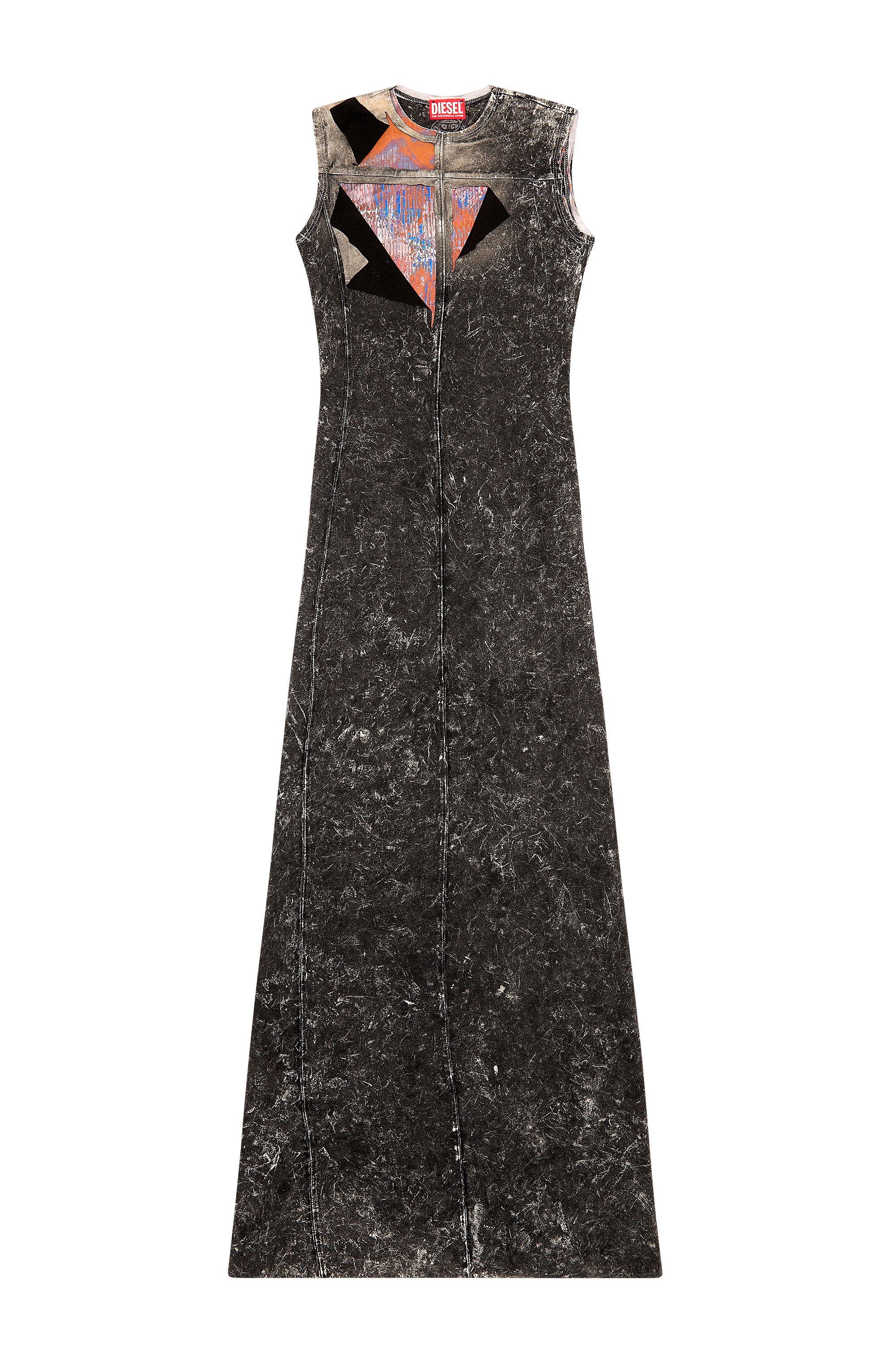 Diesel - D-TREATY, Woman's Double-layer dress with marble wash in Black - 2