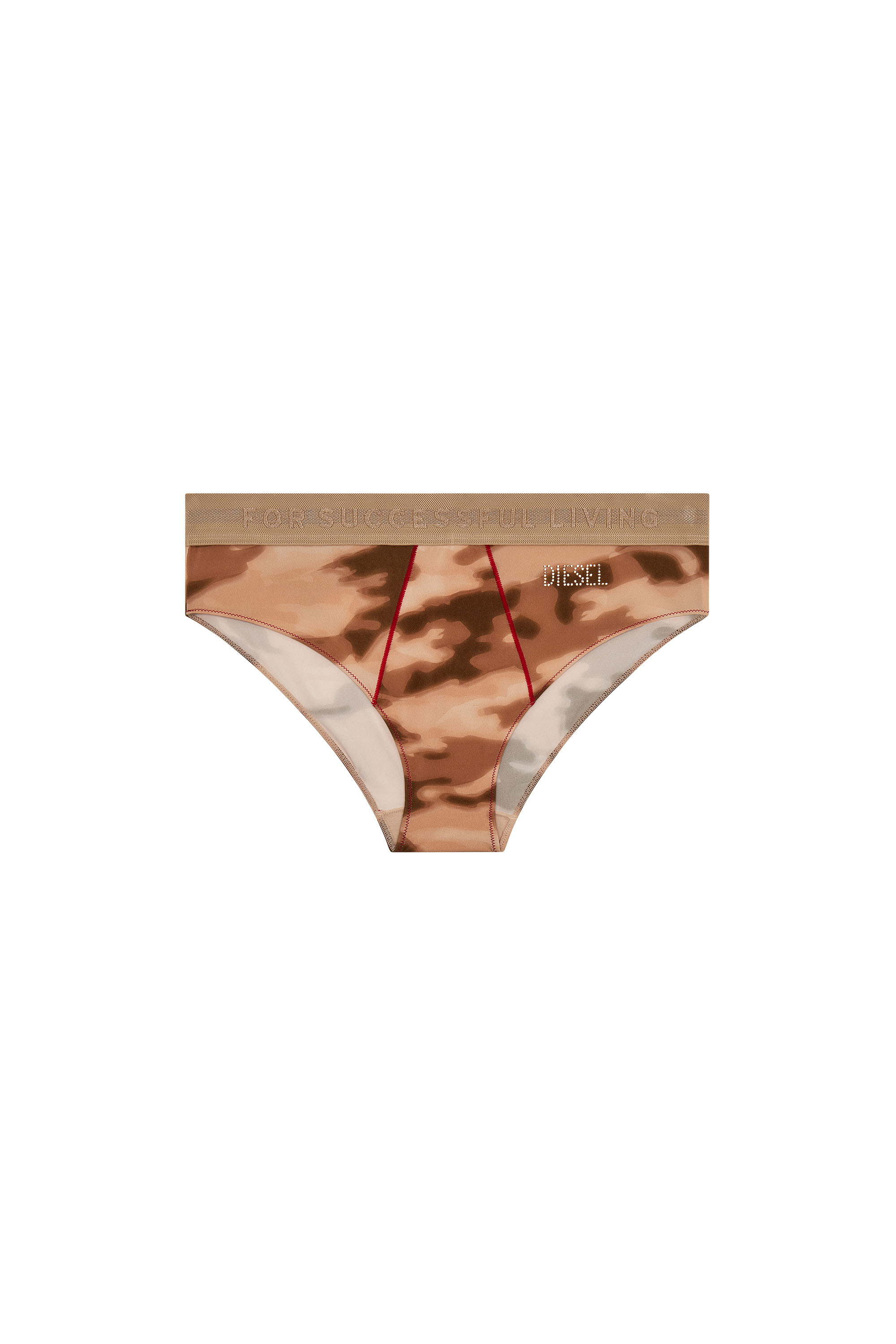 Diesel - UFPN-BLANCA-R, Woman's Camo briefs with rhinestone logo in Nude - 1