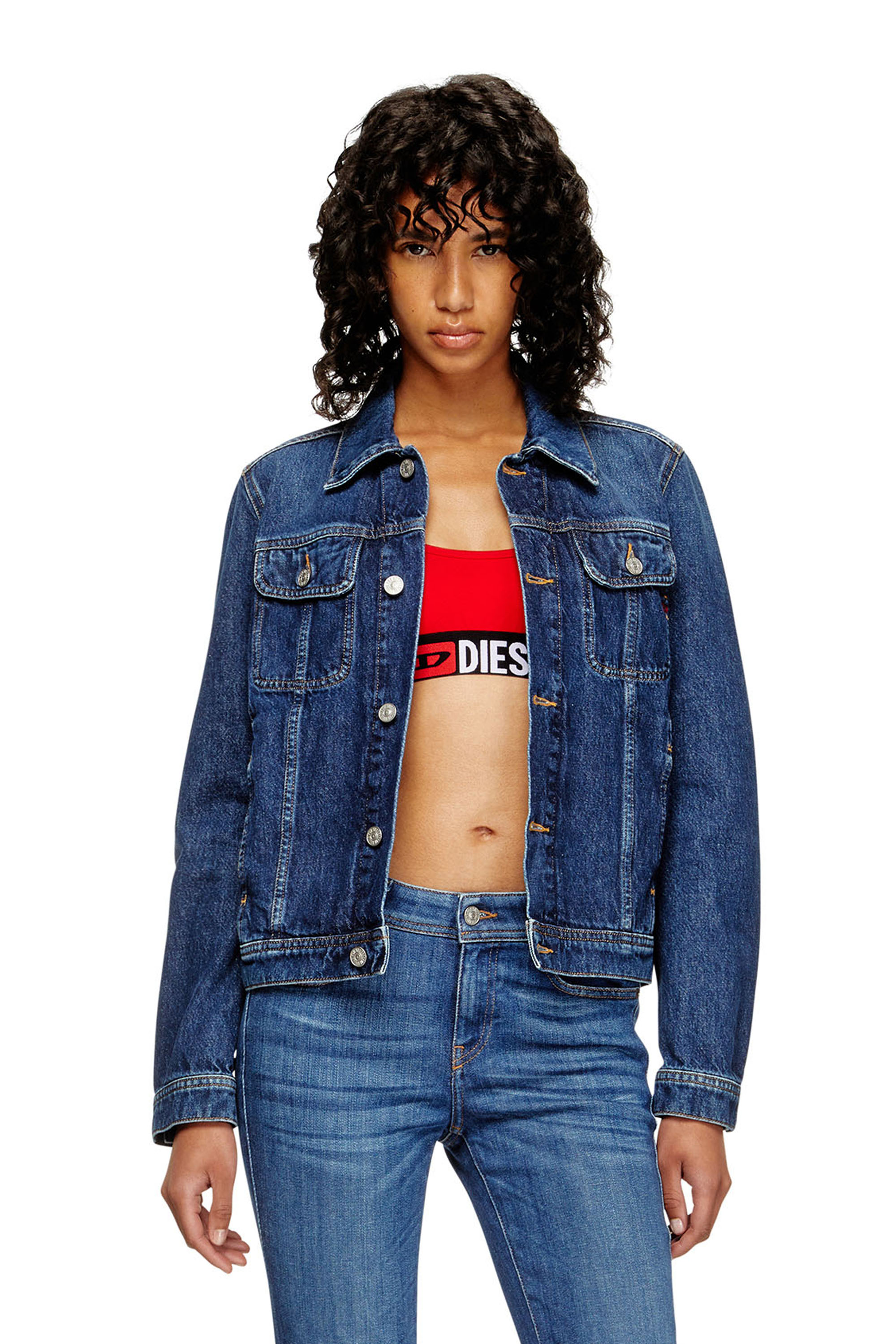 Diesel - UFSB-ORIBA, Woman's Bralette with logo band in Red - 1