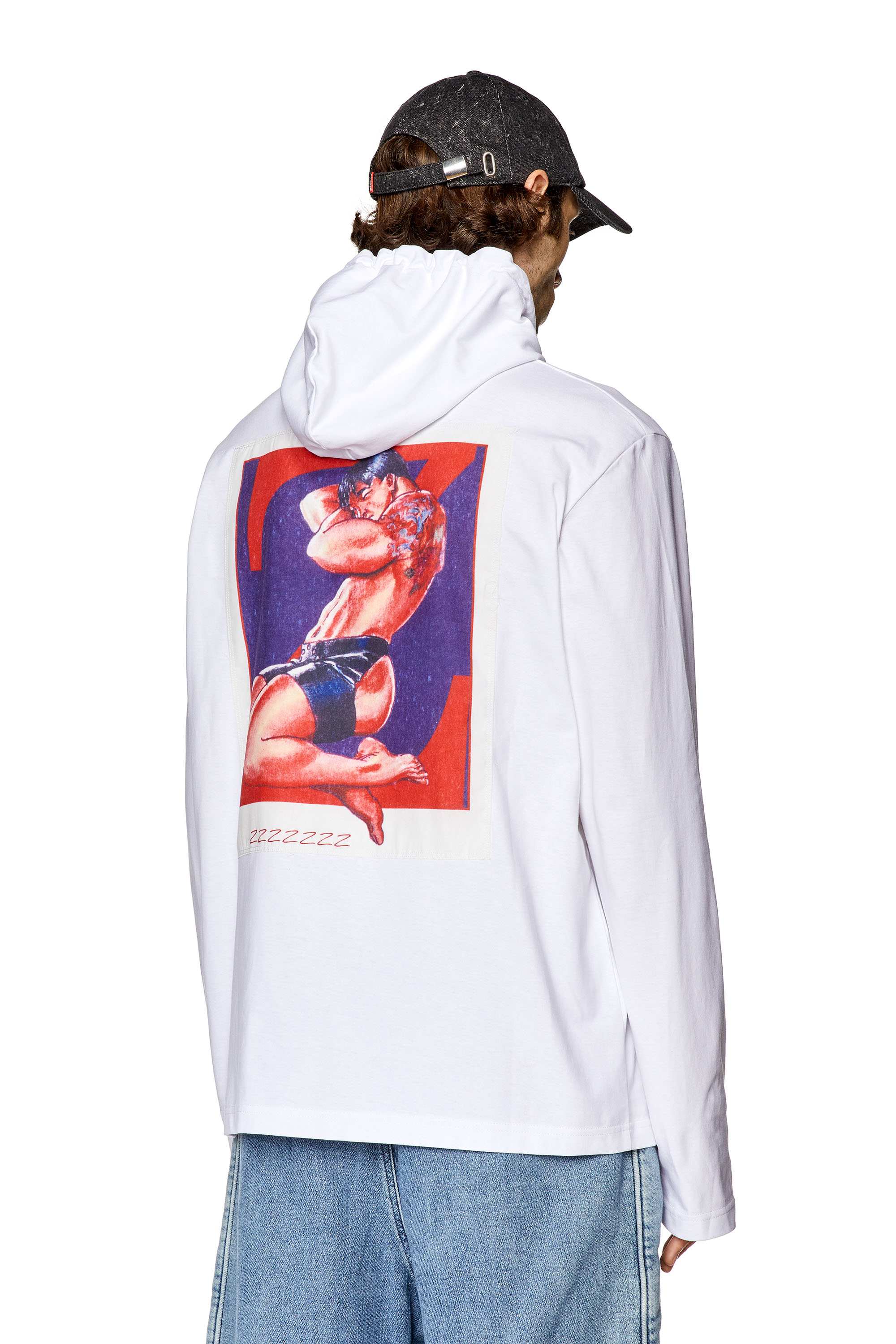 Diesel - PR-T-CRANE-LS-HOOD, Unisex's Hoodie with patches and lettering in White - 4
