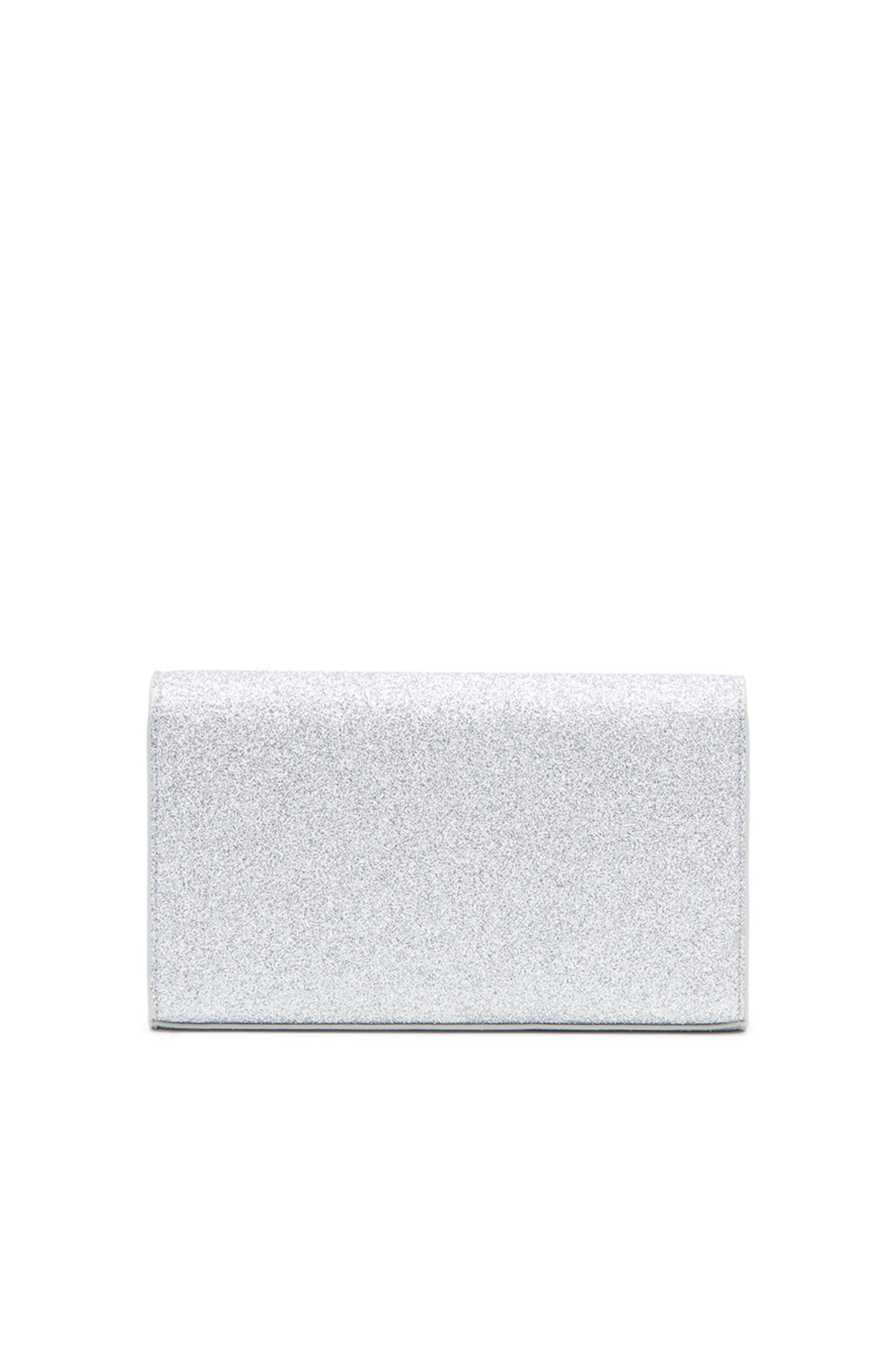 Diesel - 1DR WALLET STRAP, Woman's Wallet bag in glitter fabric in Silver - 2