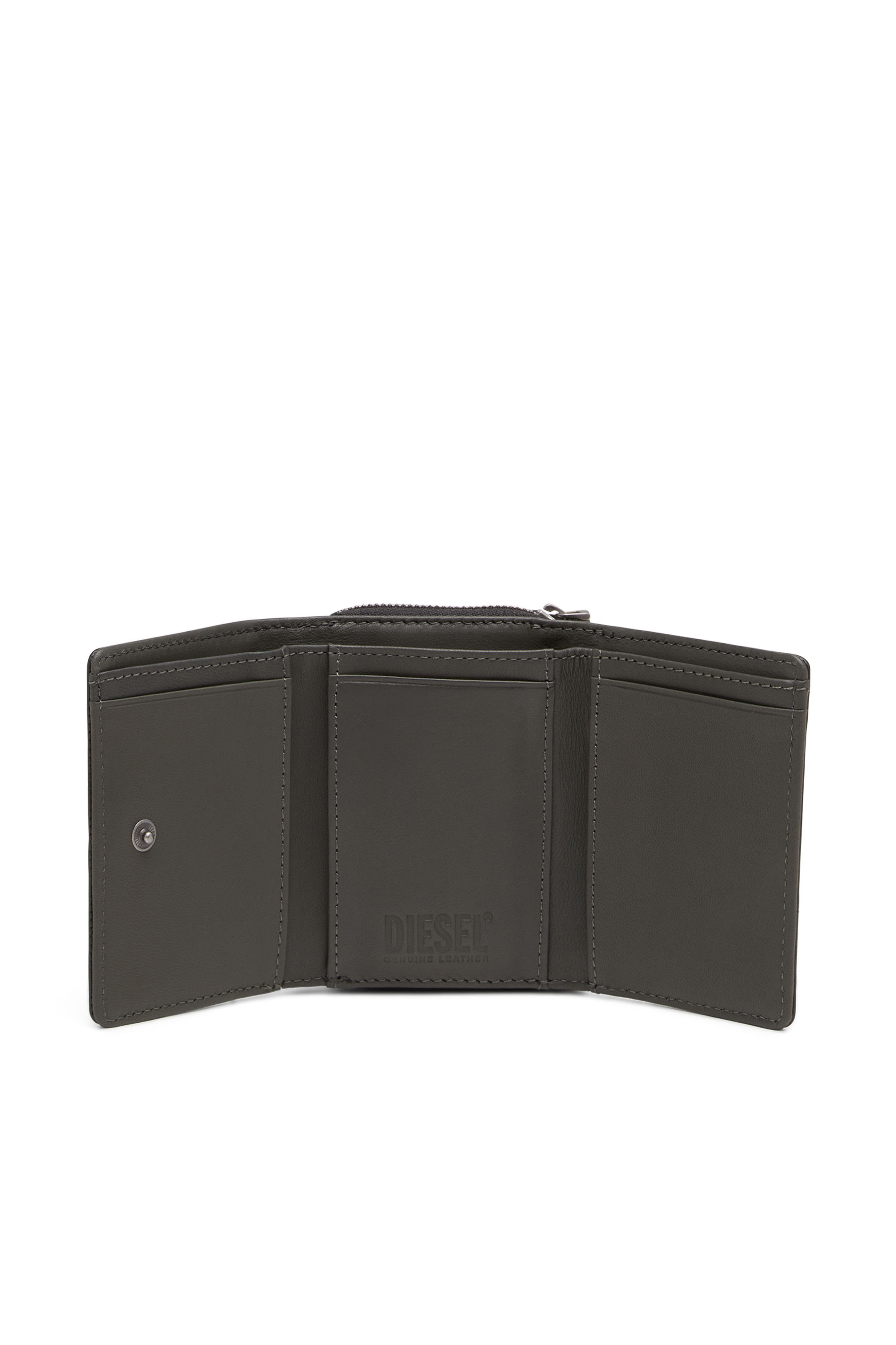 Diesel - TRI-FOLD COIN ZIP, Man's Tri-fold wallet in monogram leather in Black - 3