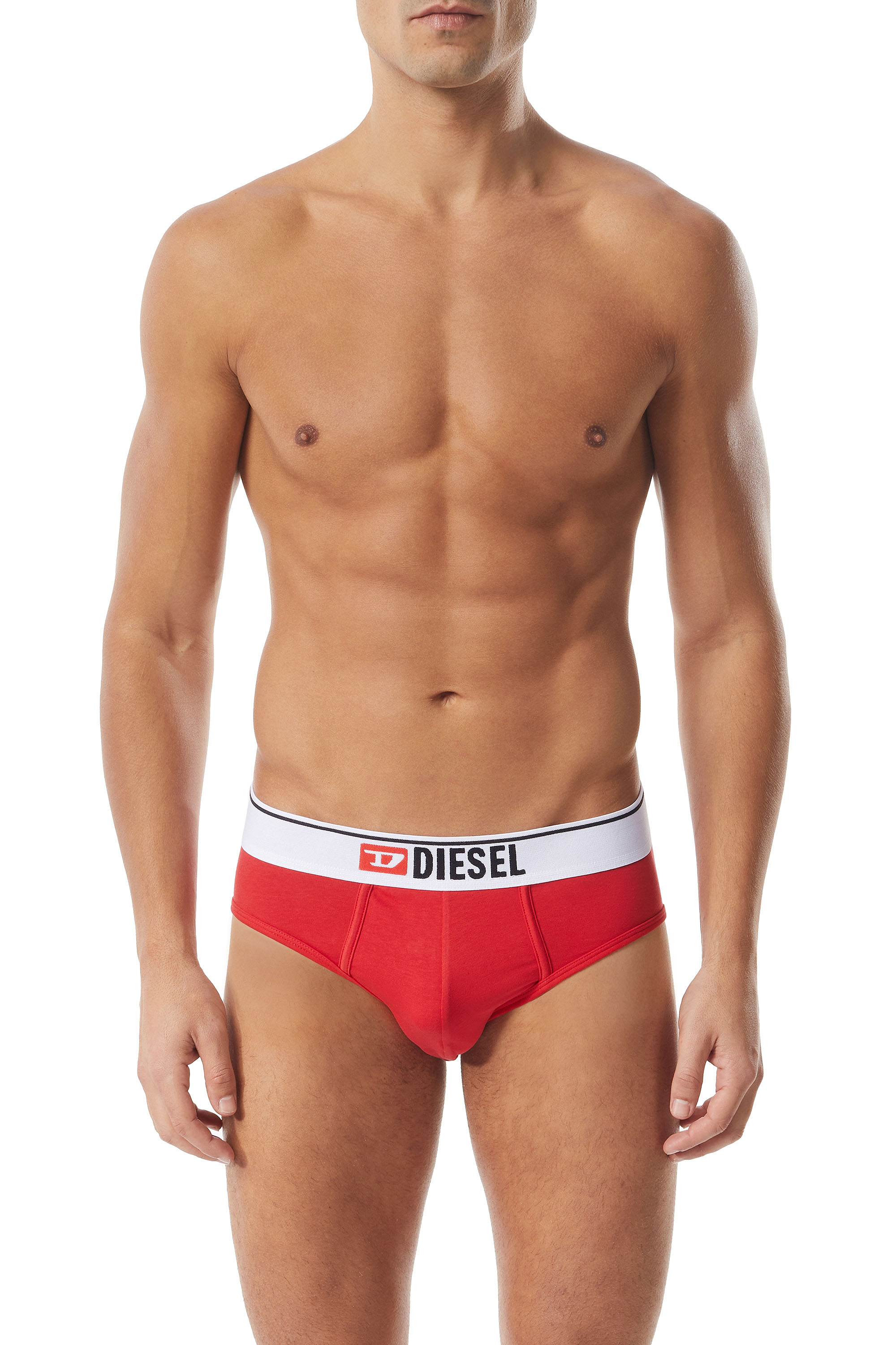 Diesel - UMBR-ANDRE, Man's Briefs with front logo waist in Red - 1